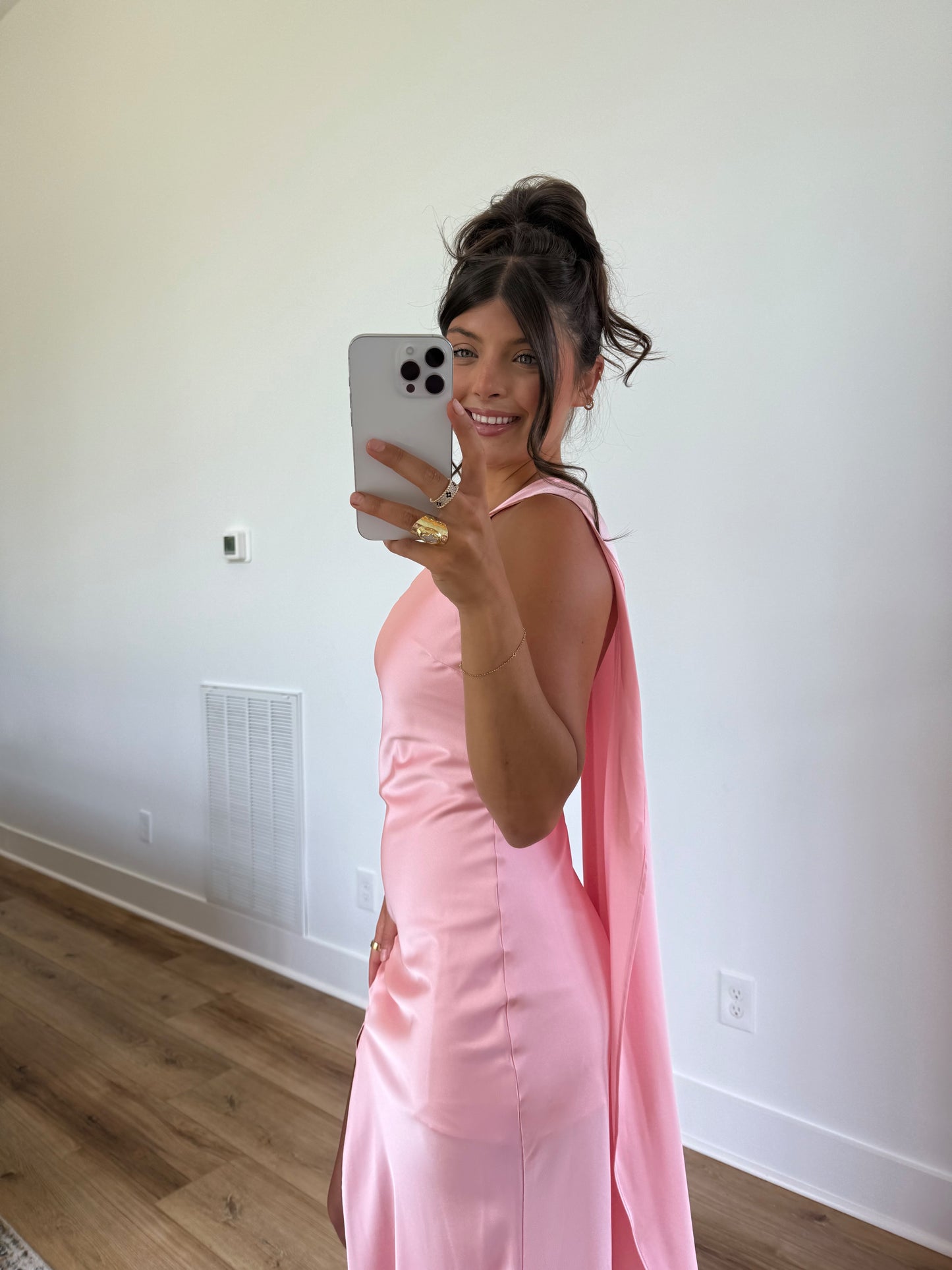Wrapped in Satin Maxi Dress (Pink)
