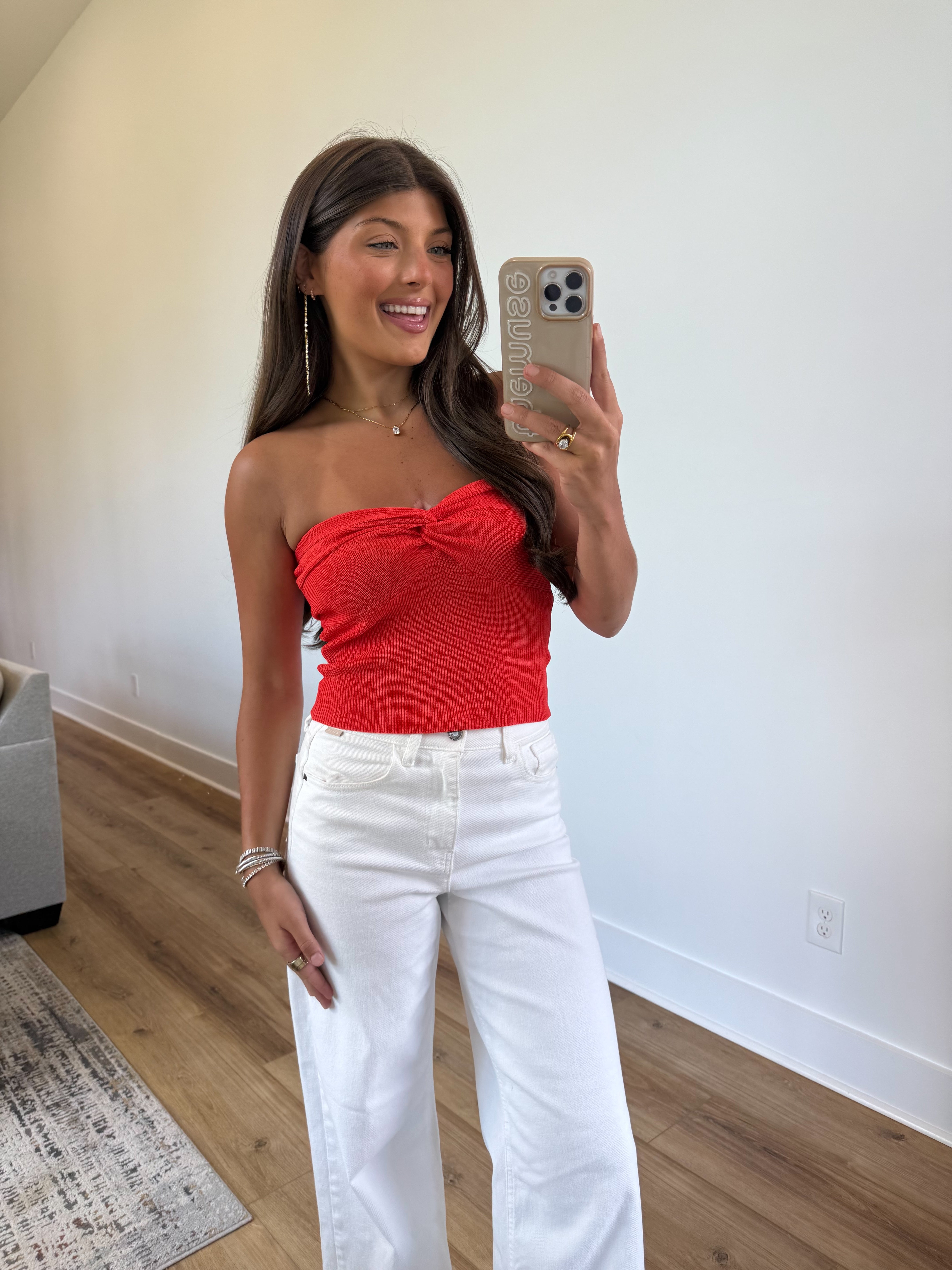 Front Twist Tube Top (Coral)