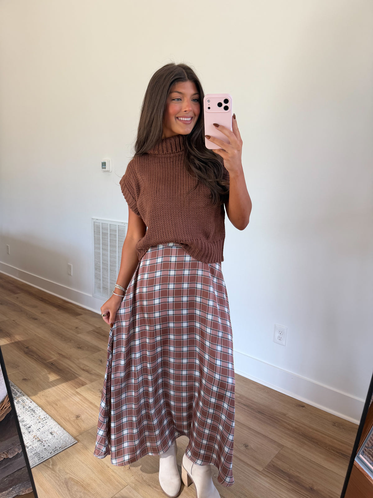 Macchiato Plaid Maxi Skirt