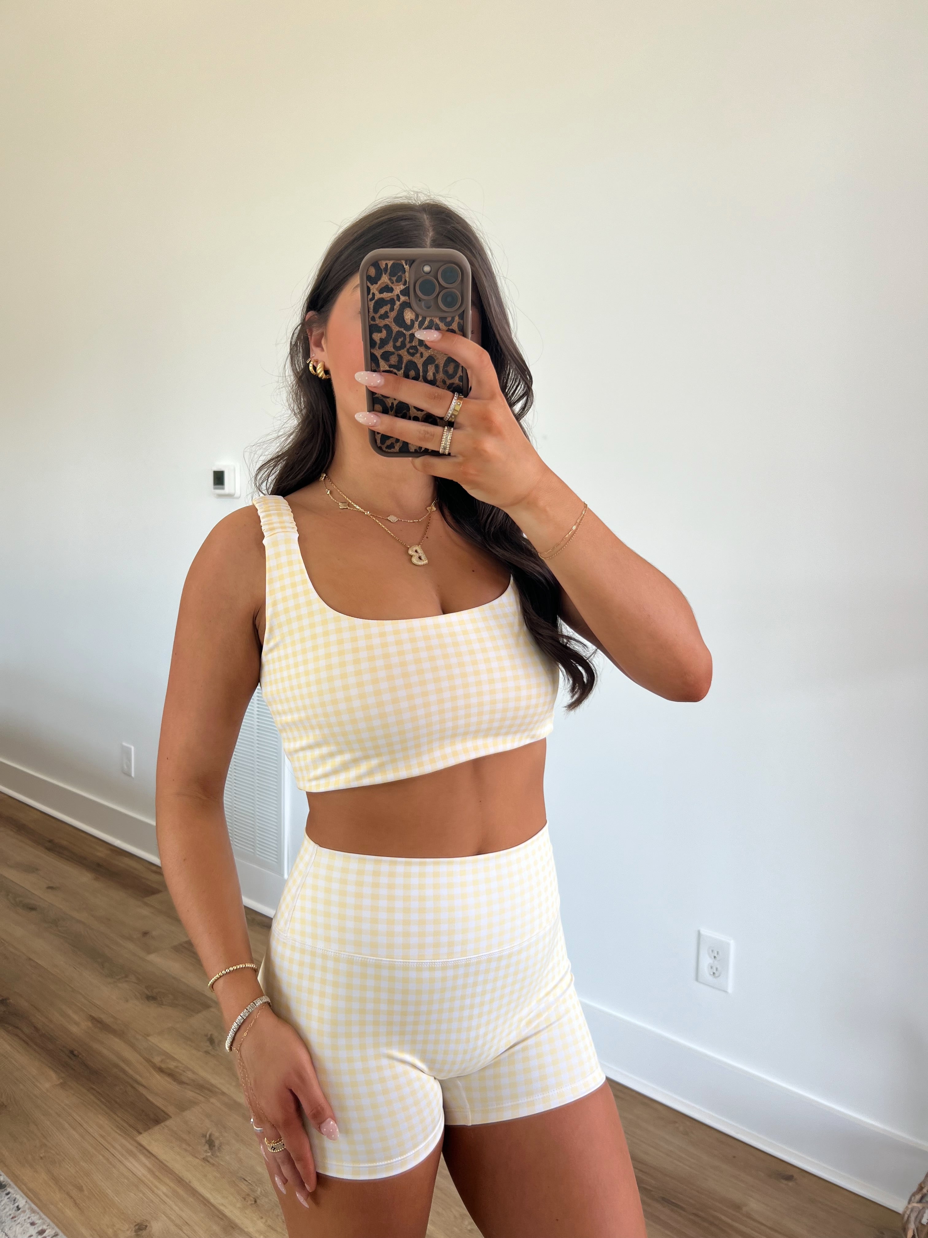 Lemon Gingham Scrunched Bra