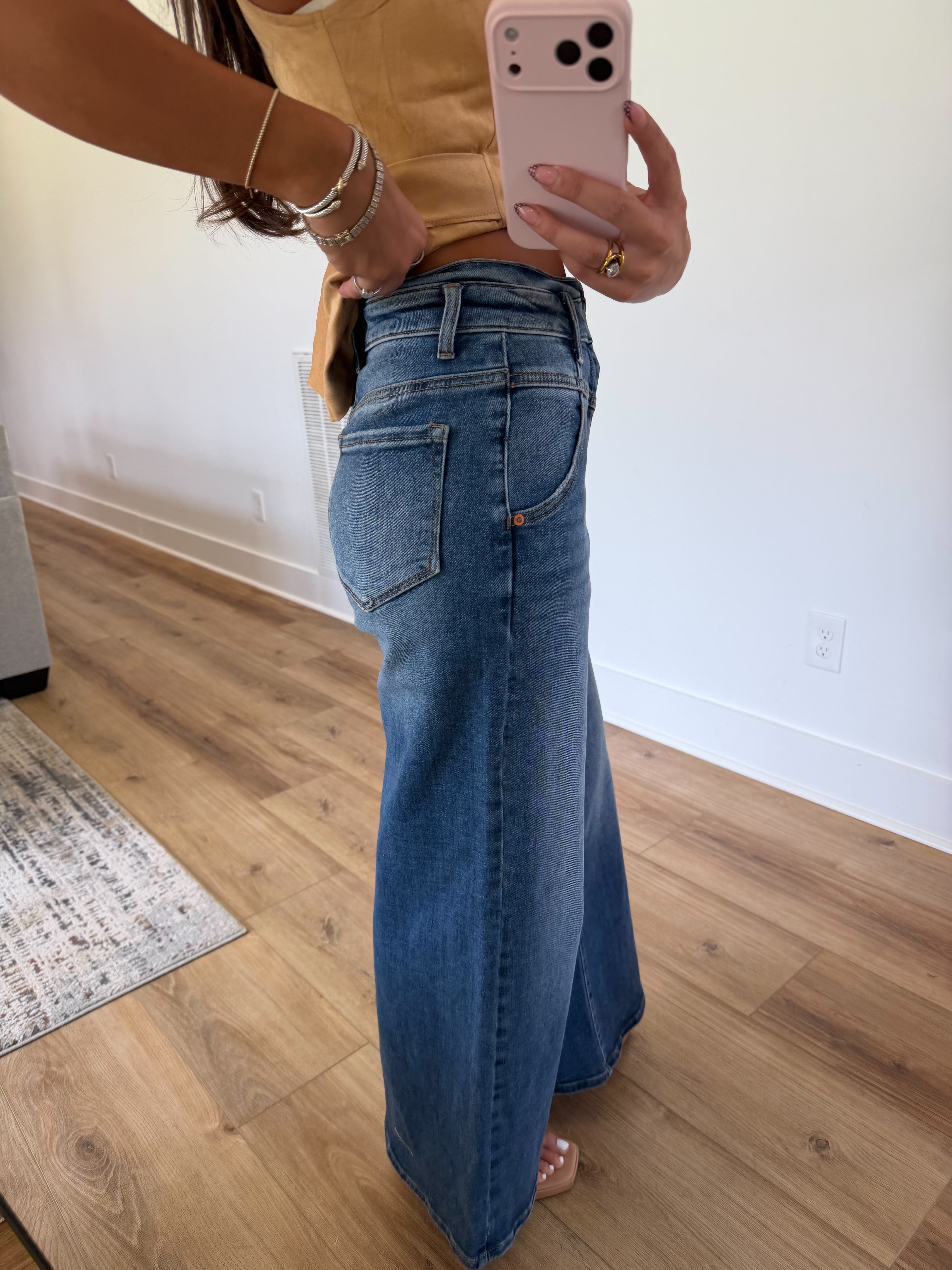 High Waisted Dark Denim Envelope Jeans