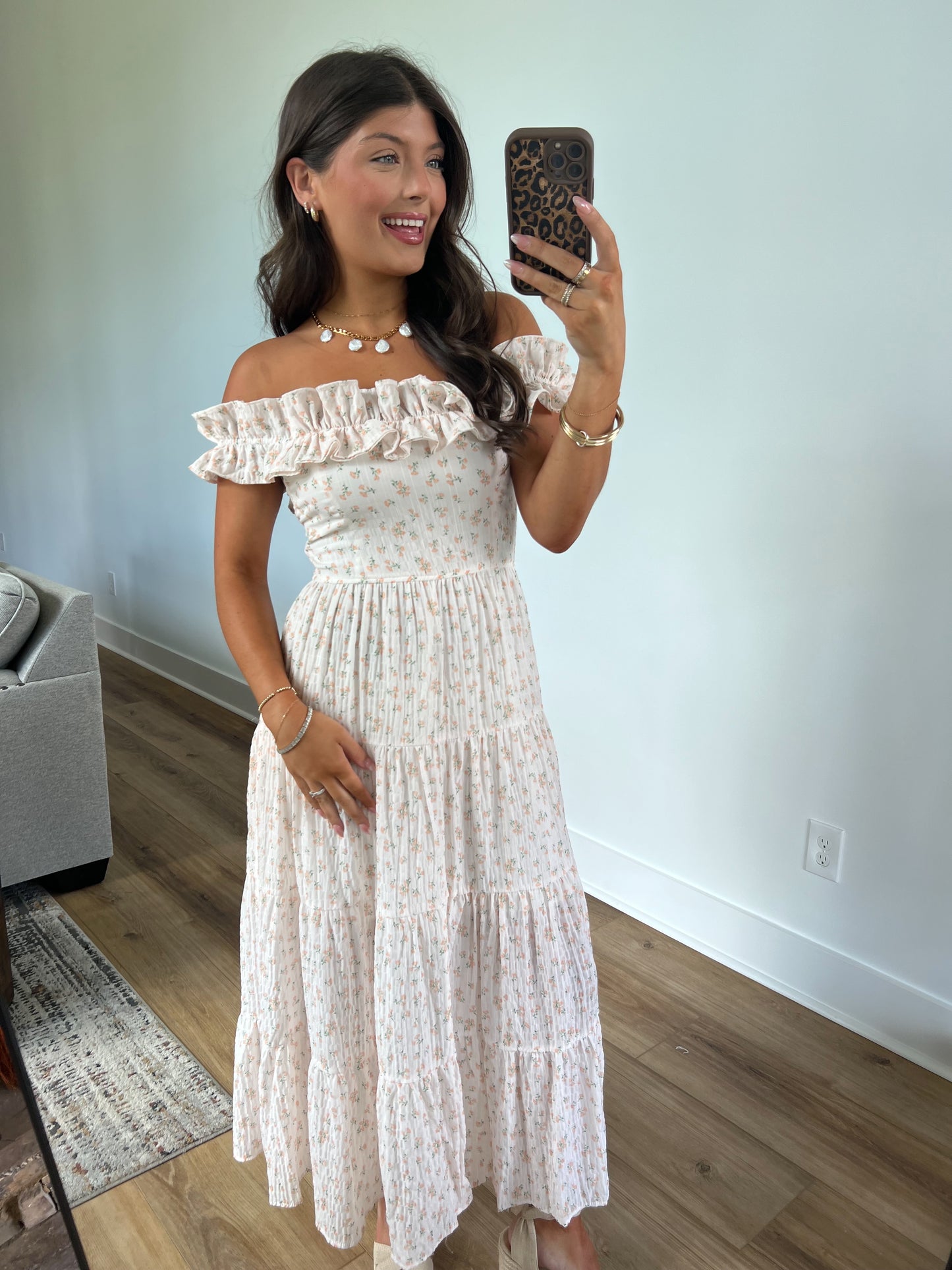 Peach Serenity Floral Maxi Dress