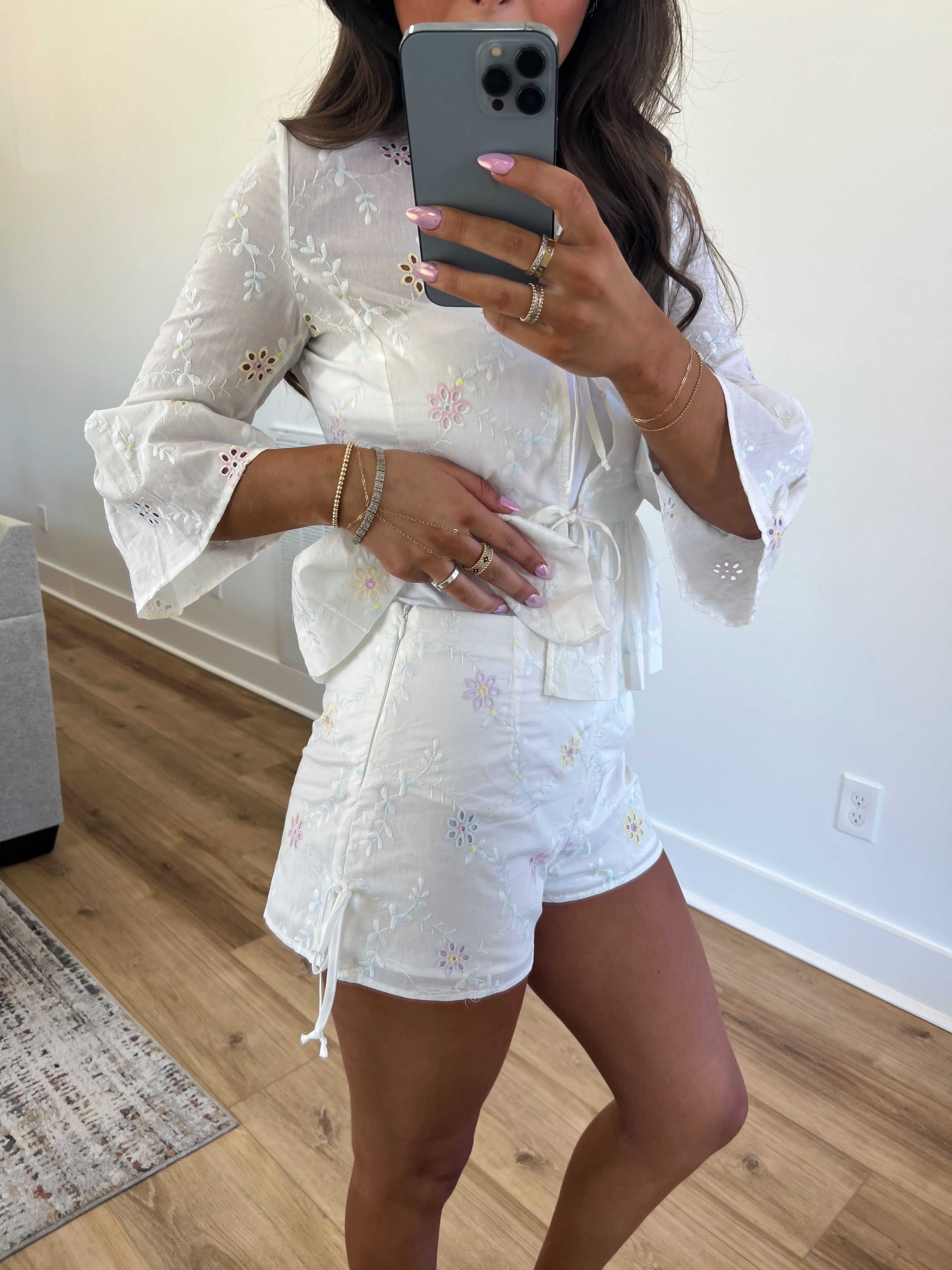 Easter Egg Hunt Eyelet Shorts Set