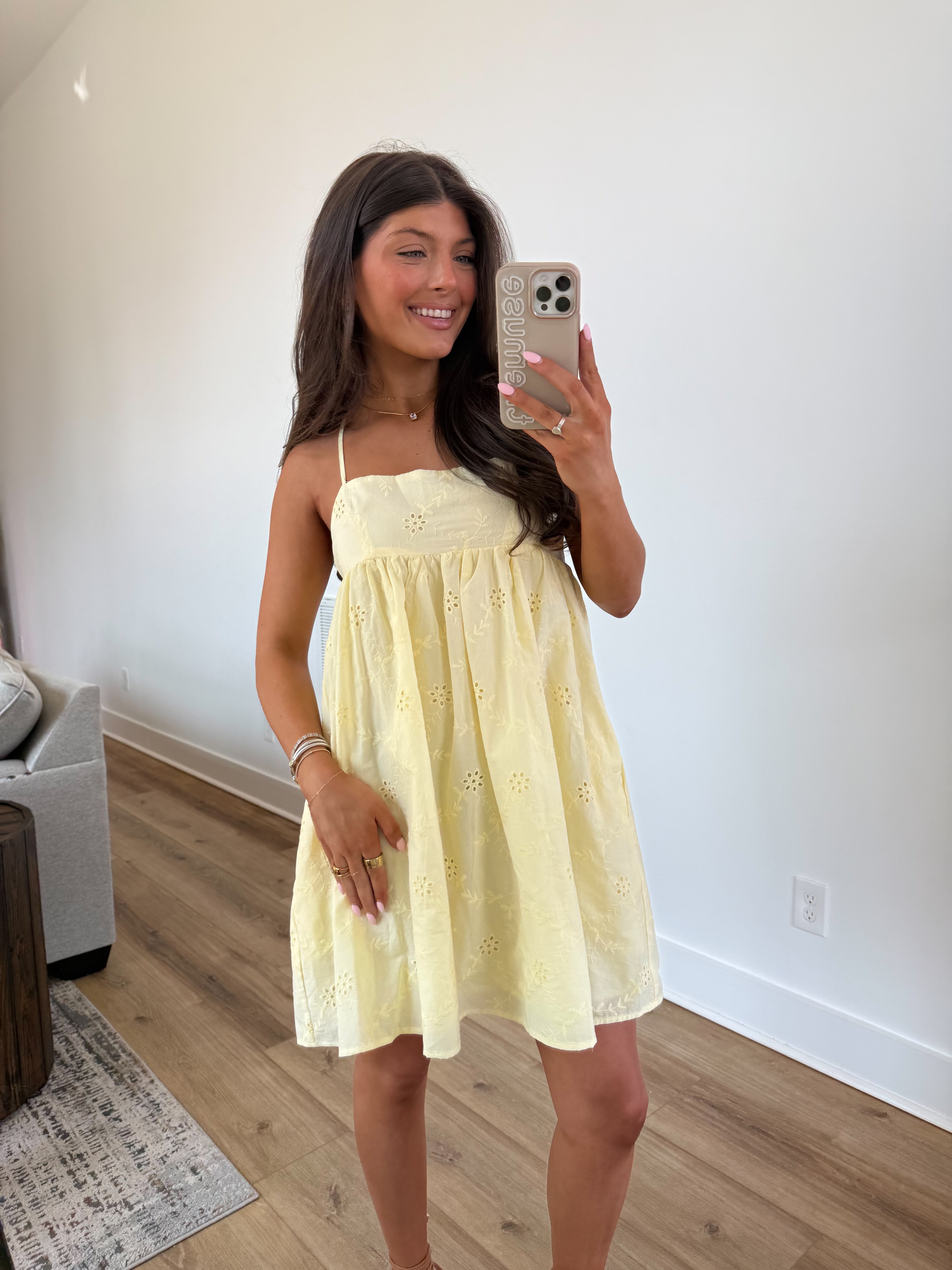 Yellow Eyelet Sundress