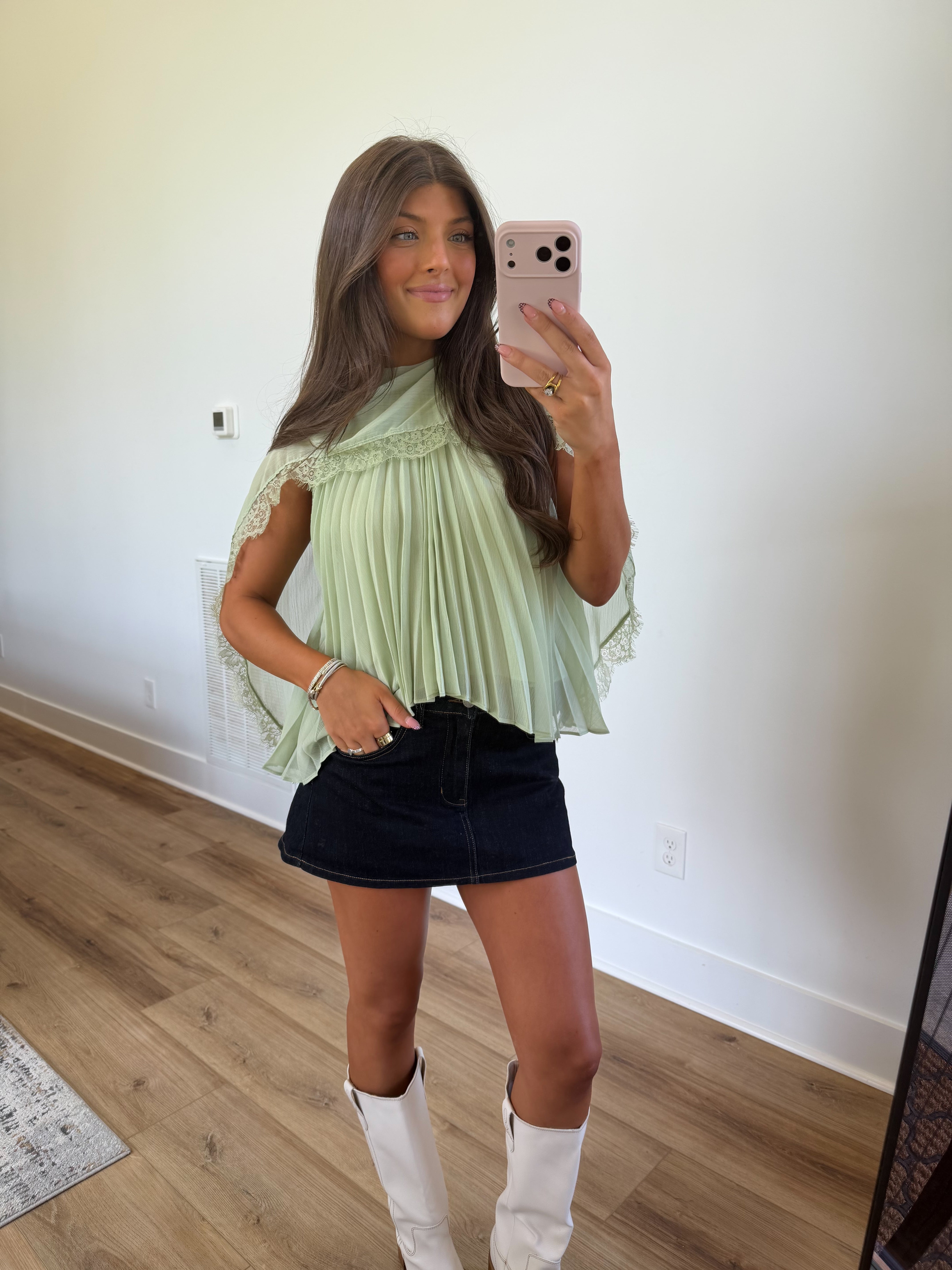 Sage Pleat Blouse