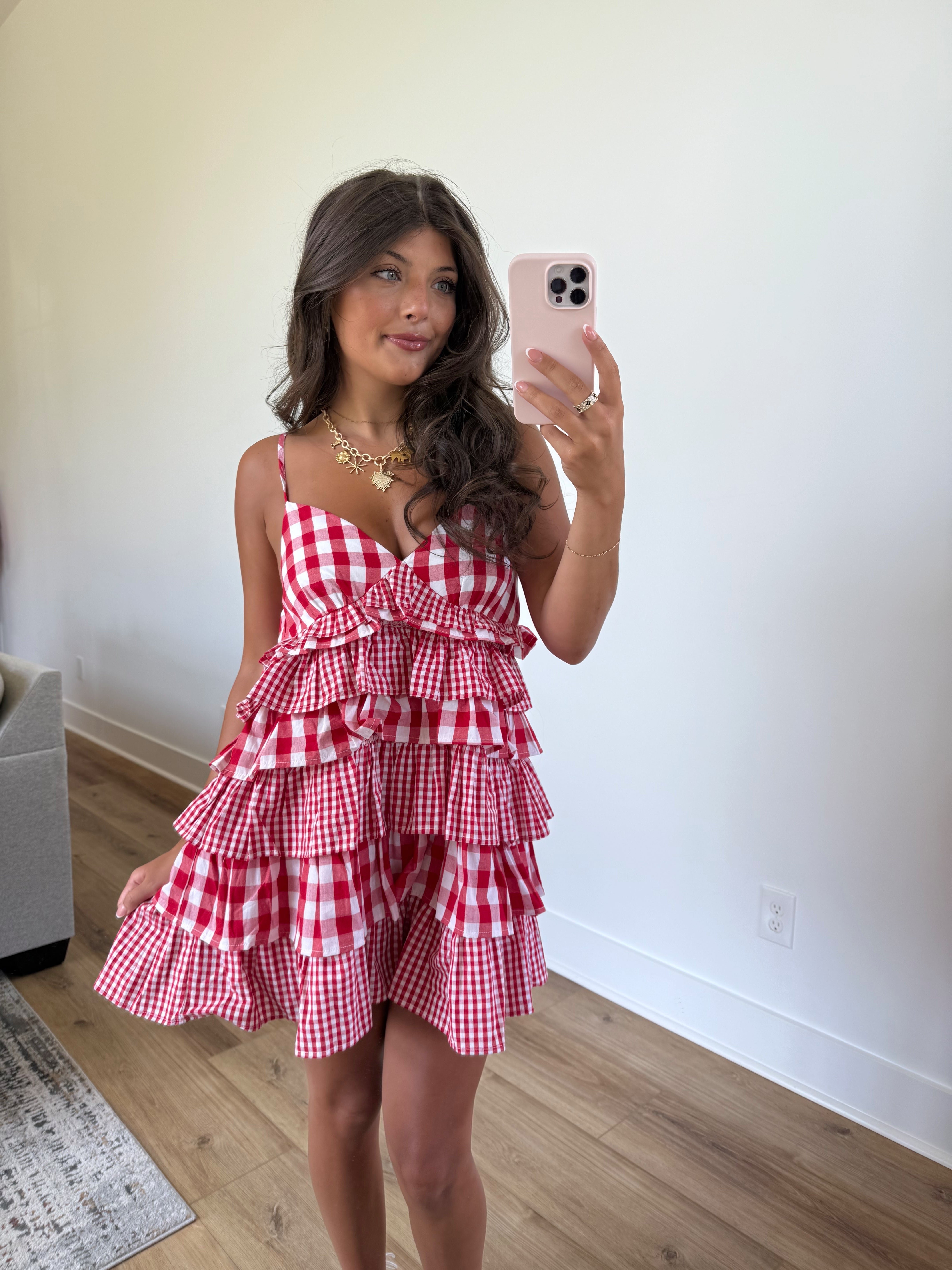 Red Gingham Swing Dress