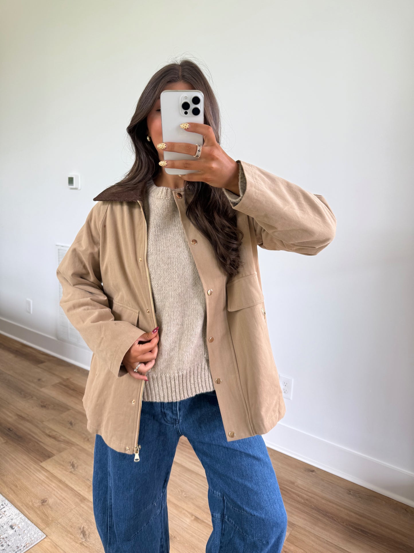 Beige Barn Jacket (Plaid Inside)