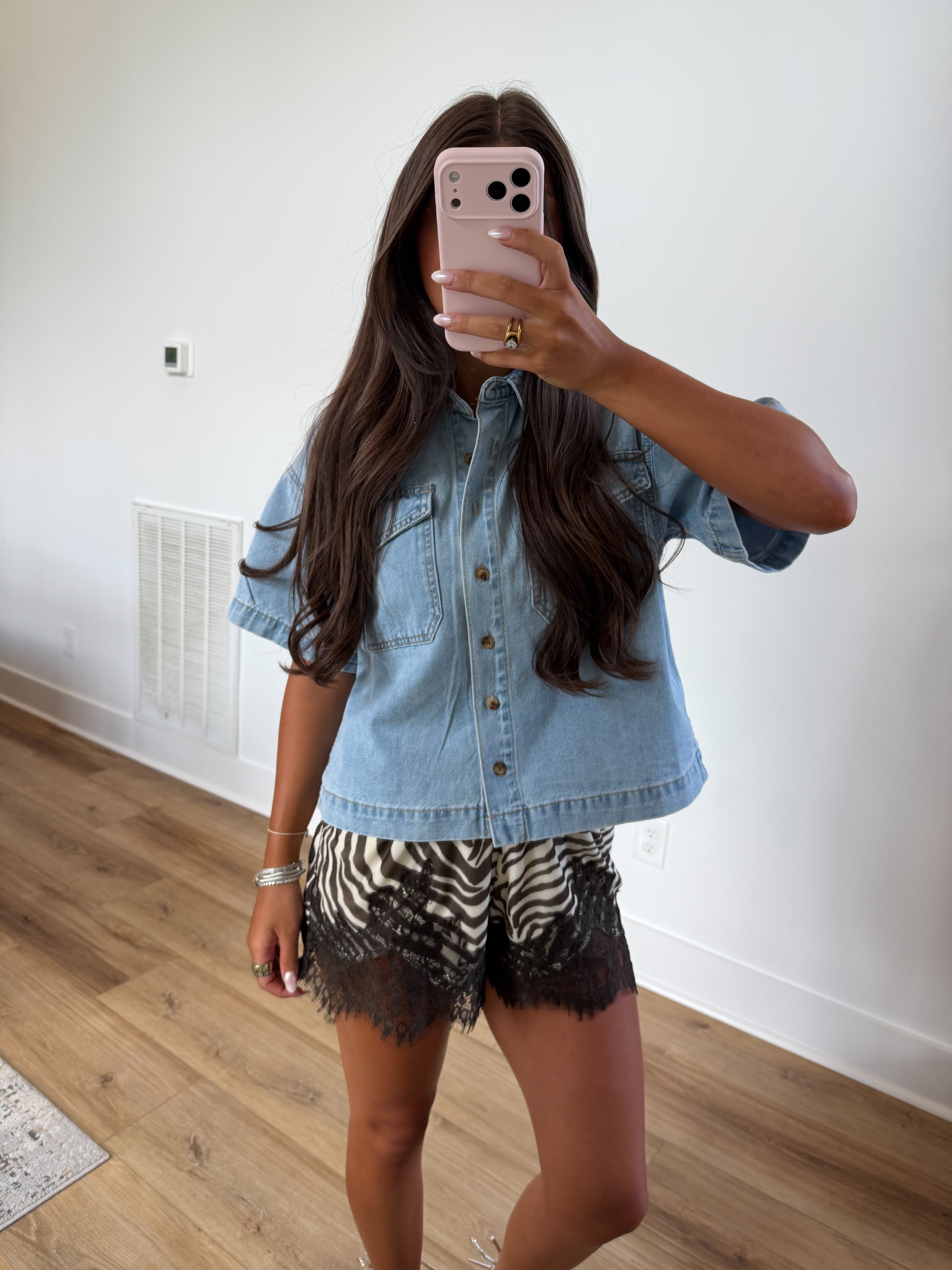 Light Denim Button Top