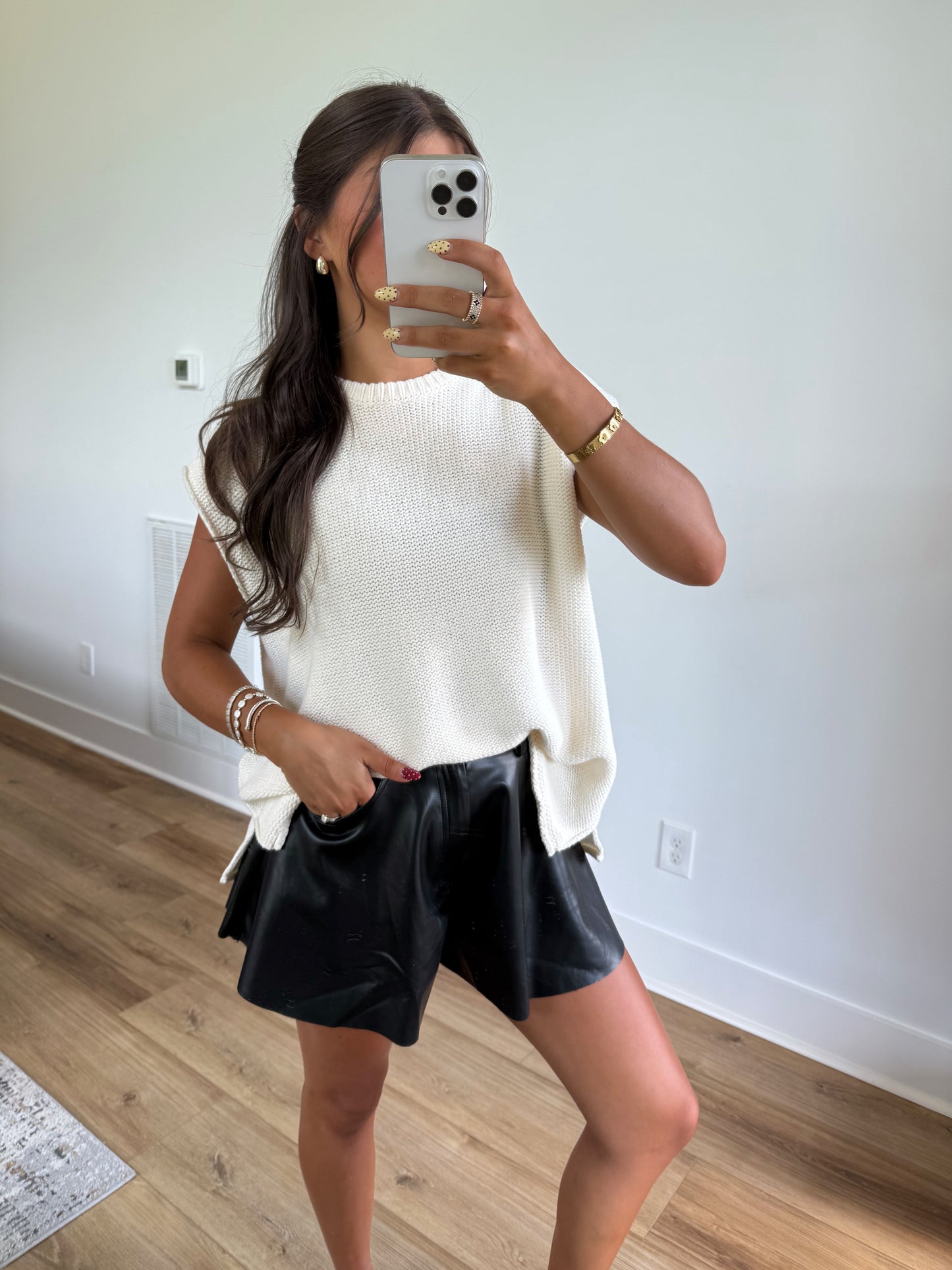 Black Leather Flare Shorts
