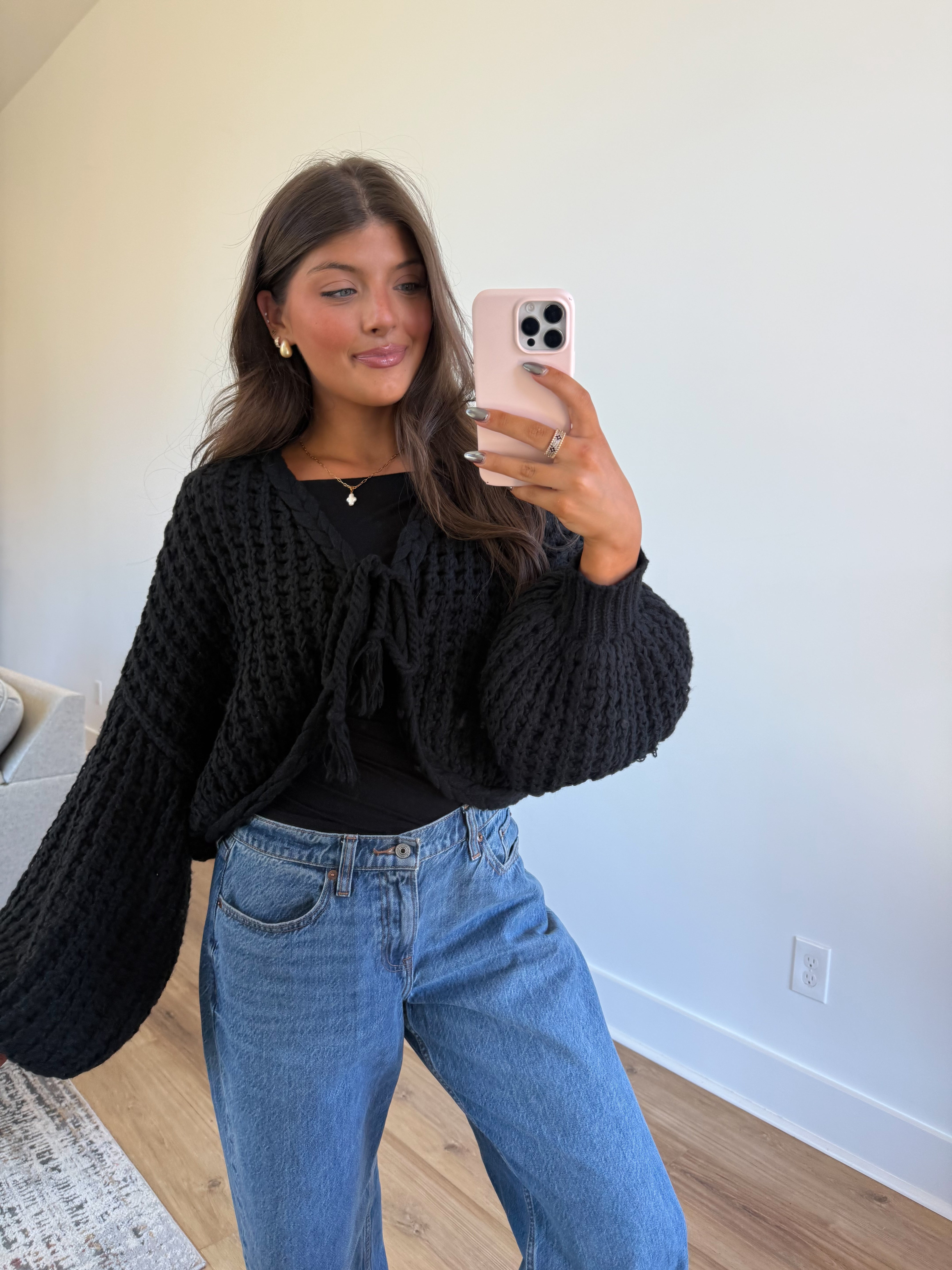 The Balloon Sleeve Tie Cardigan