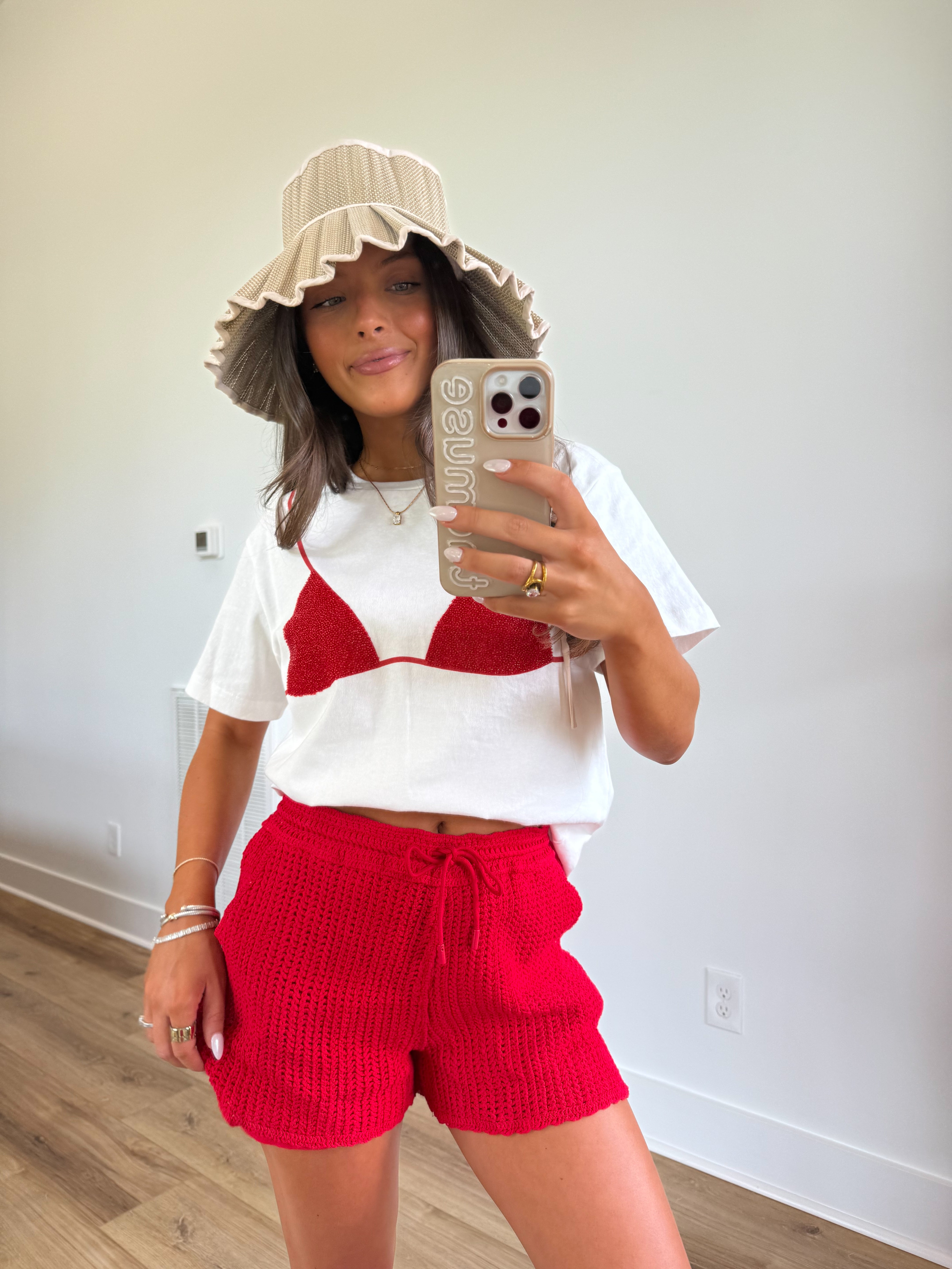 Beaded Bikini Tee (Red) (Restock)
