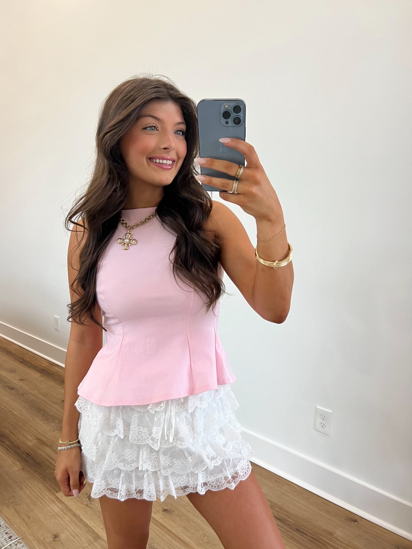 Baby Pink Back Tie Top