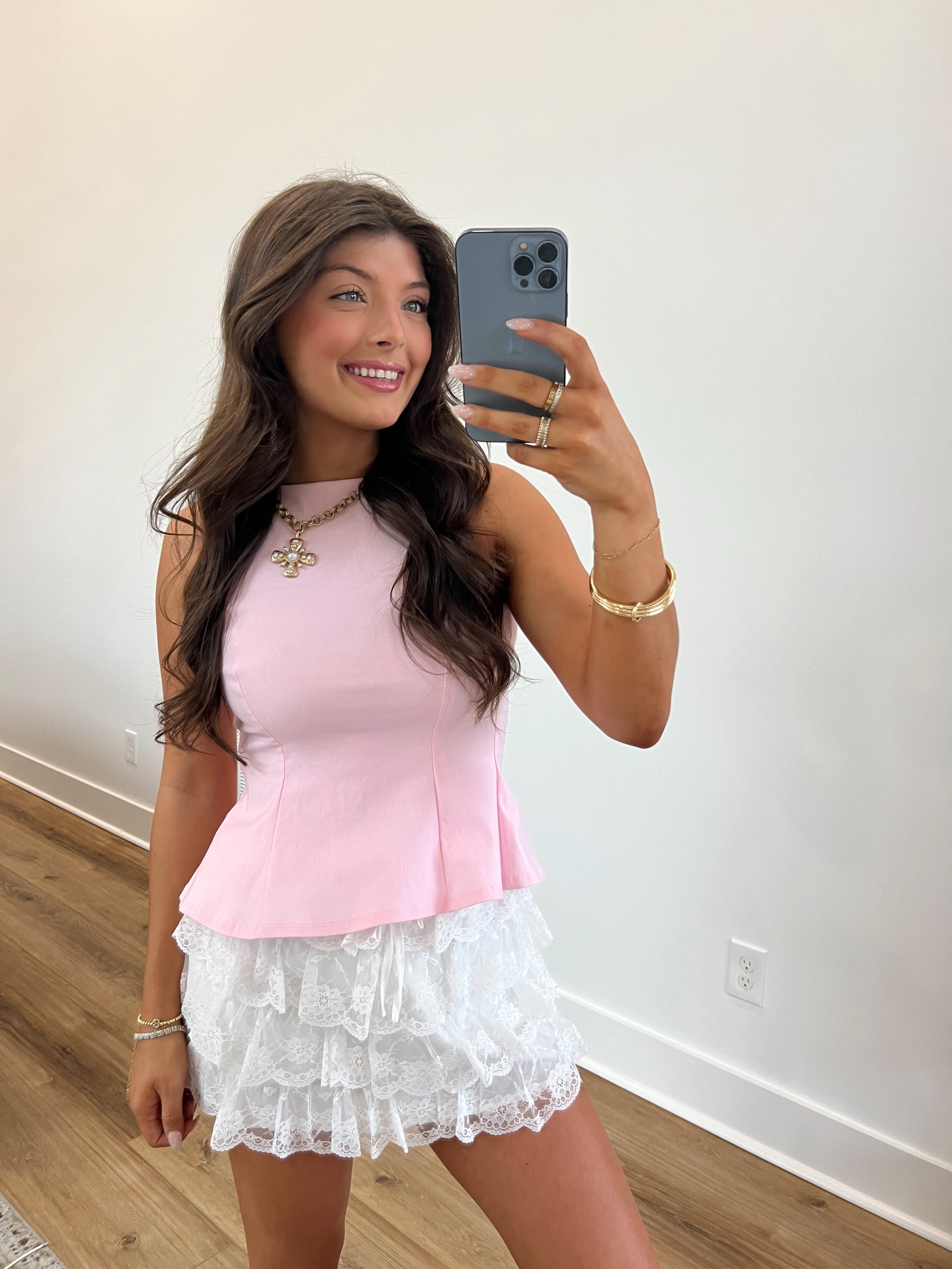 Baby Pink Back Tie Top