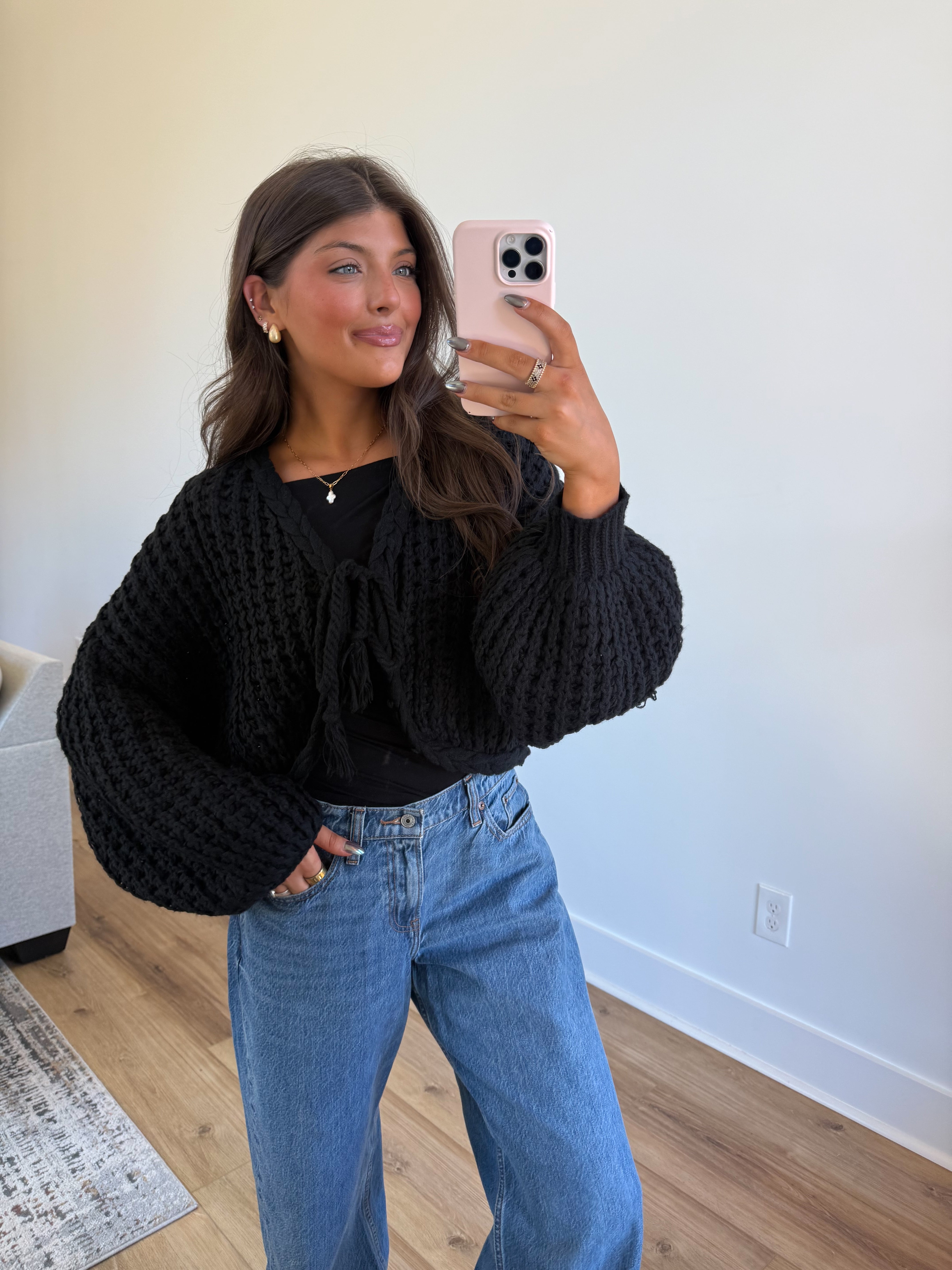 The Balloon Sleeve Tie Cardigan