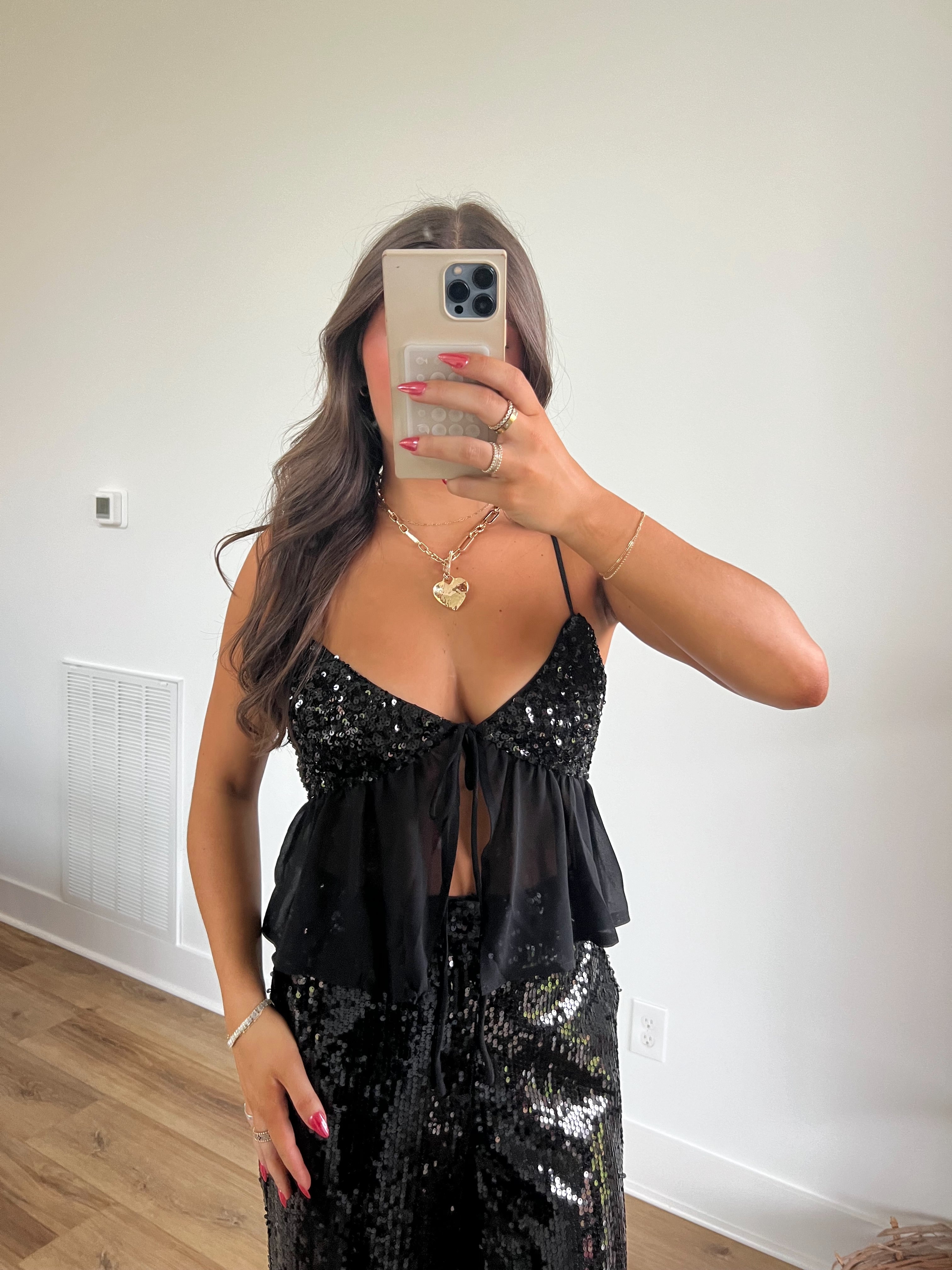 Sequin Ruffle Mini Top