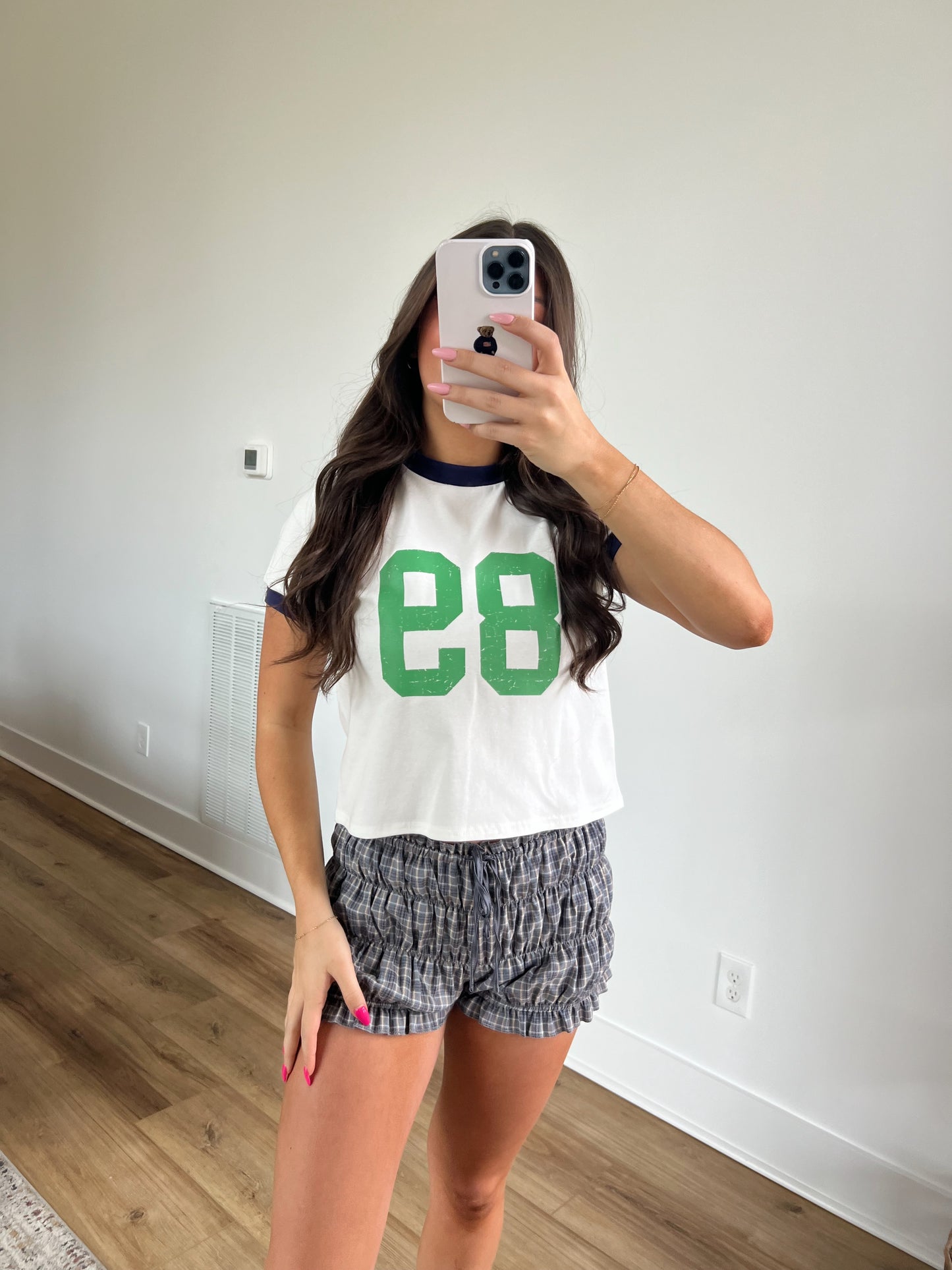 89 Baby Tee (White/Green)
