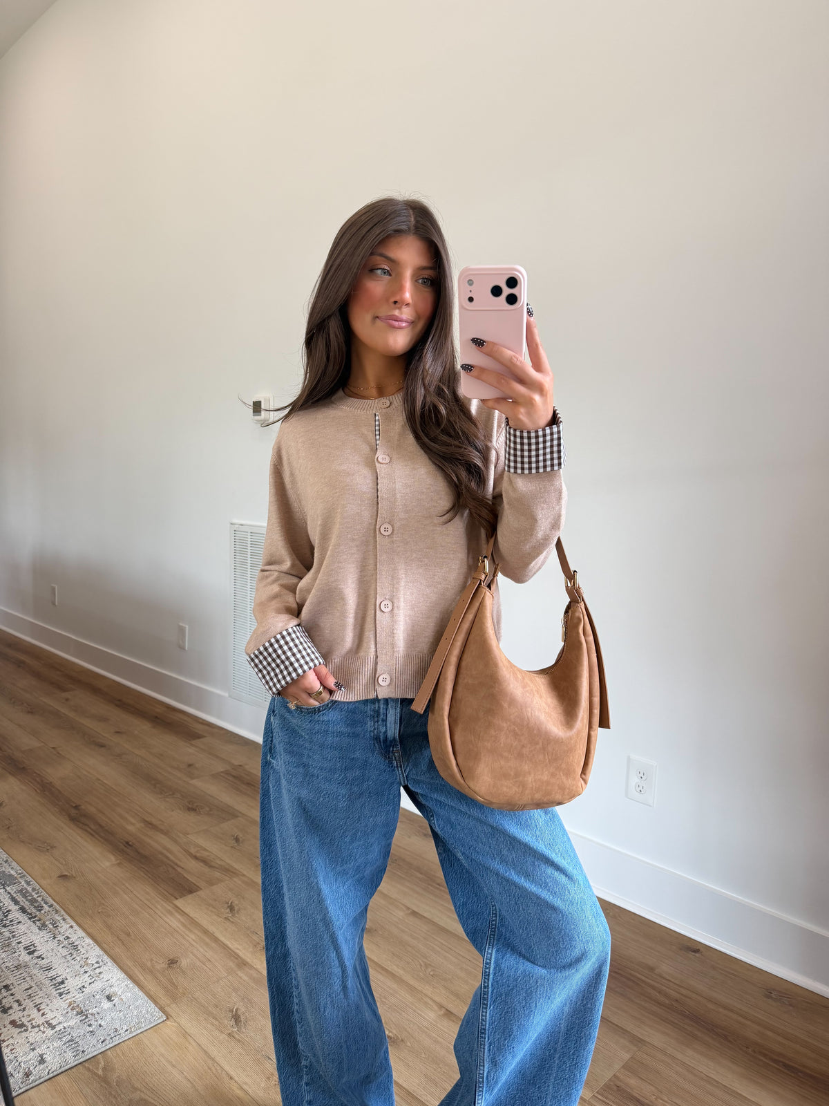 Gingham & Knit Cardigan