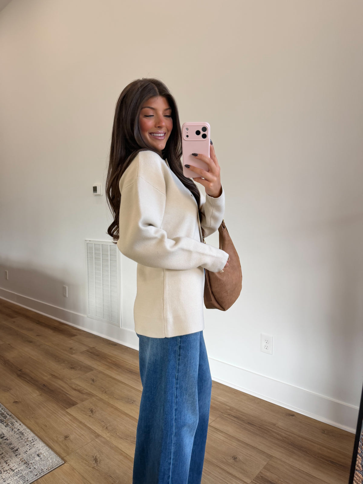 Sculpted Sleeve Cardigan (Cream)