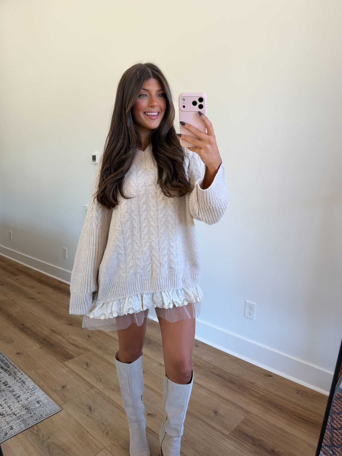Sweet Lace Hem Sweater