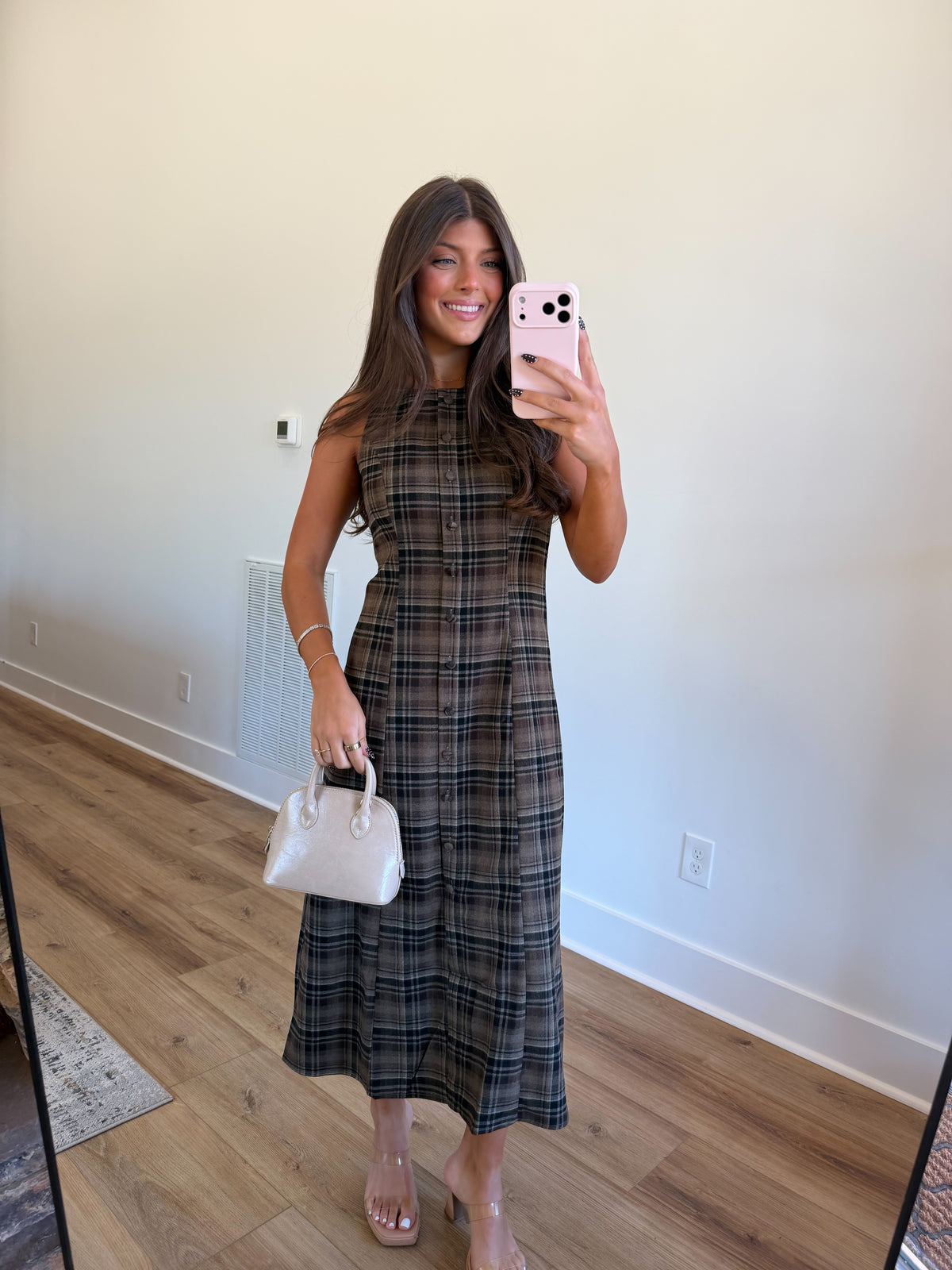 Pecan Pie Plaid Mini Dress