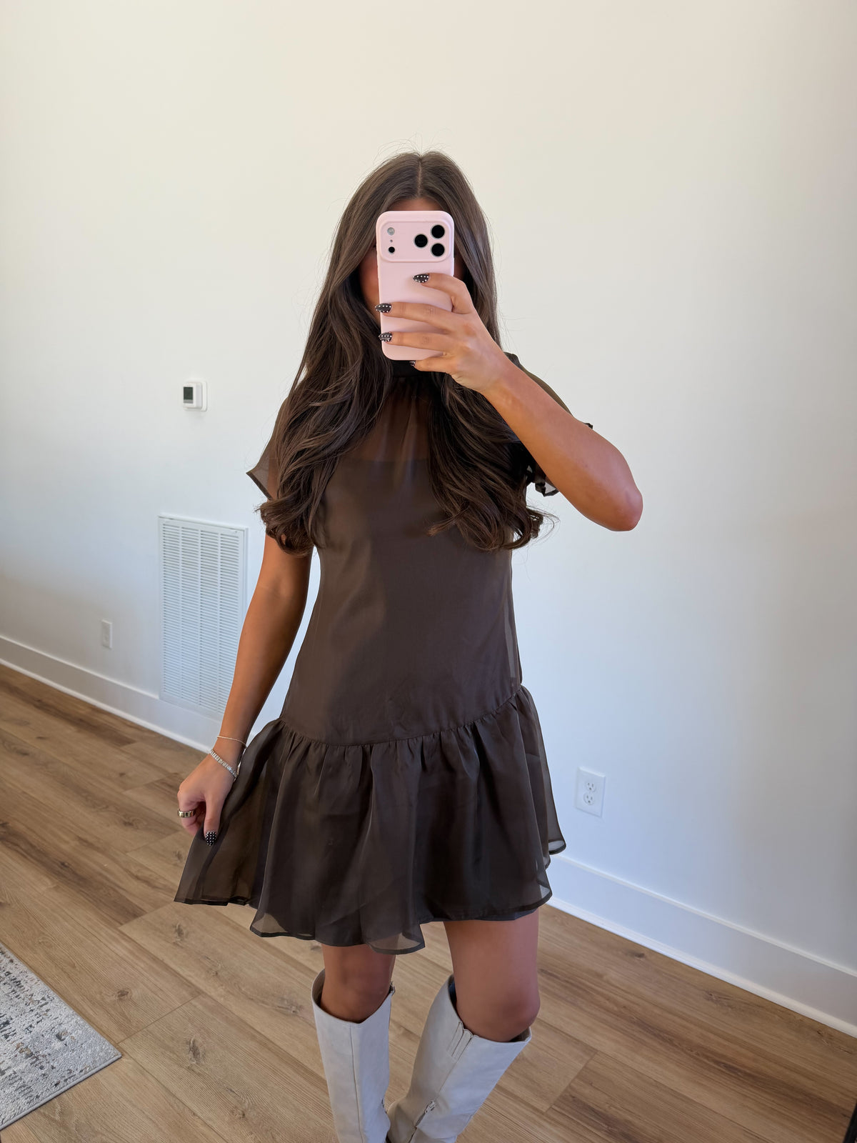Chocolate Bow Back Mini Dress