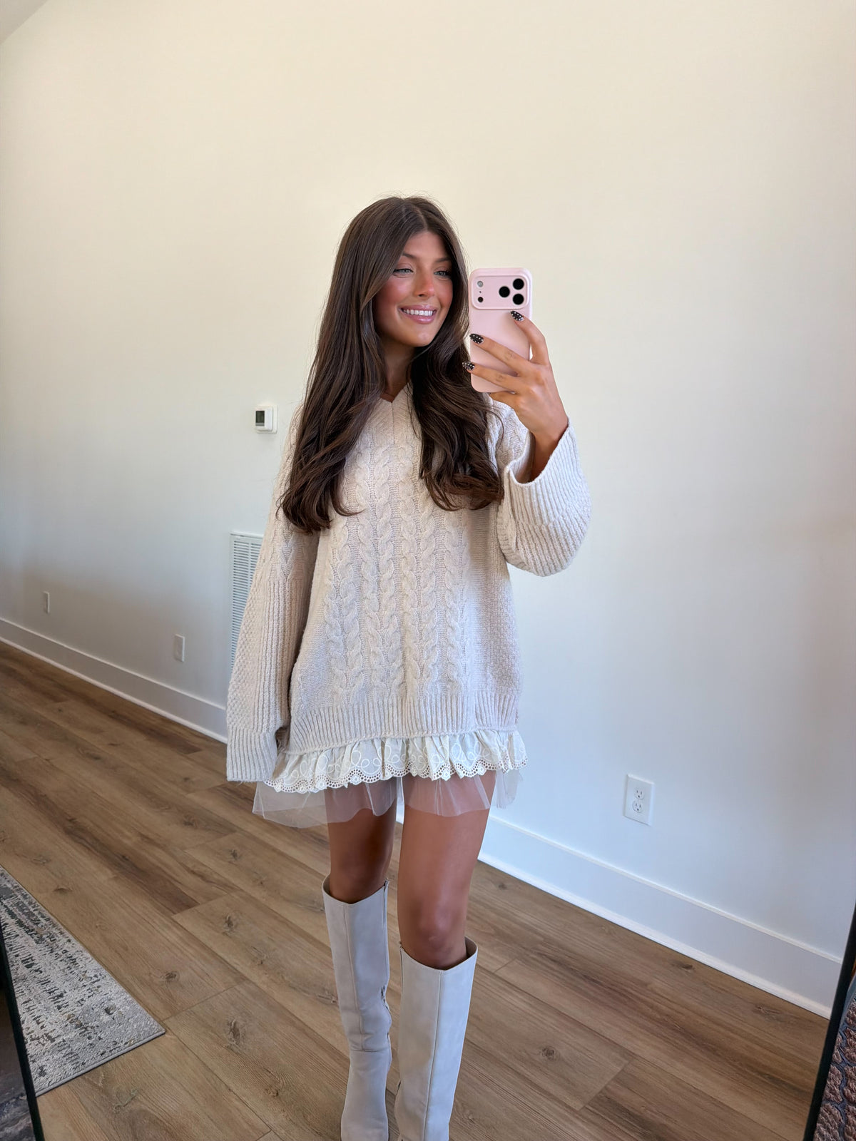 Sweet Lace Hem Sweater