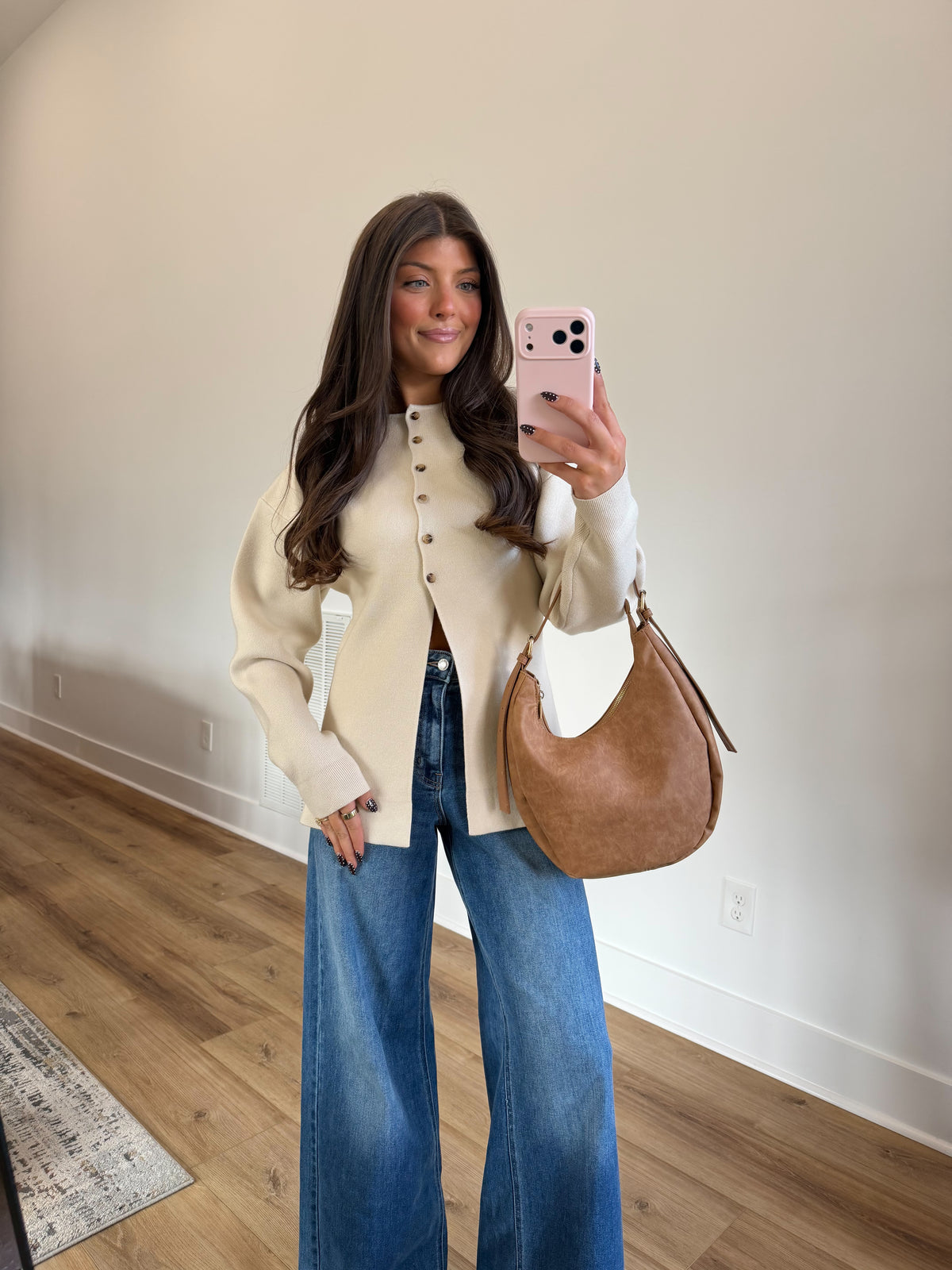 Sculpted Sleeve Cardigan (Cream)