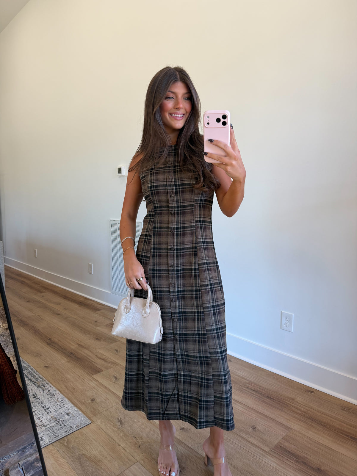 Pecan Pie Plaid Mini Dress