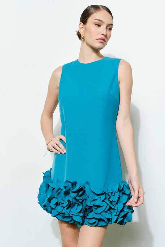 Teal Drop Ruffle Mini Dress (PRE-ORDER (MAY 8TH)/ Restock)
