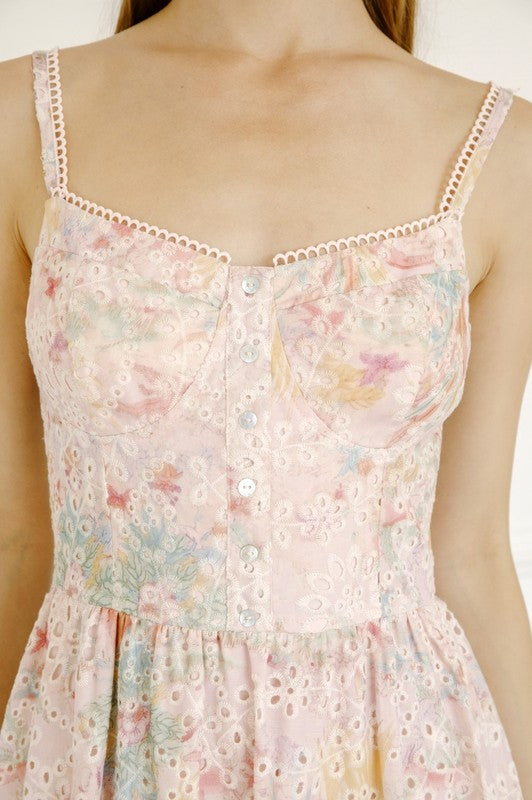 Pastel Eyelet Midi Dress