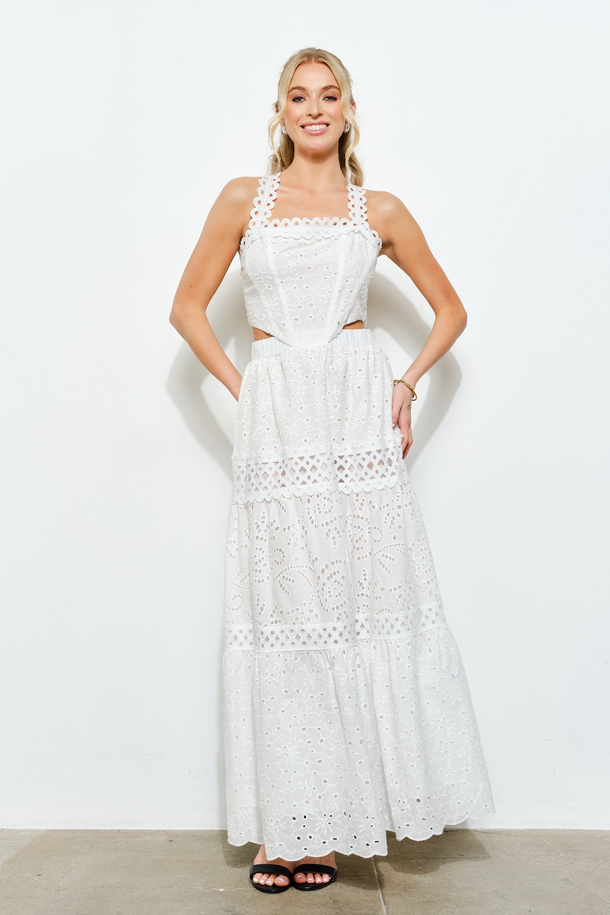 Eyelet Twirl Maxi Dress