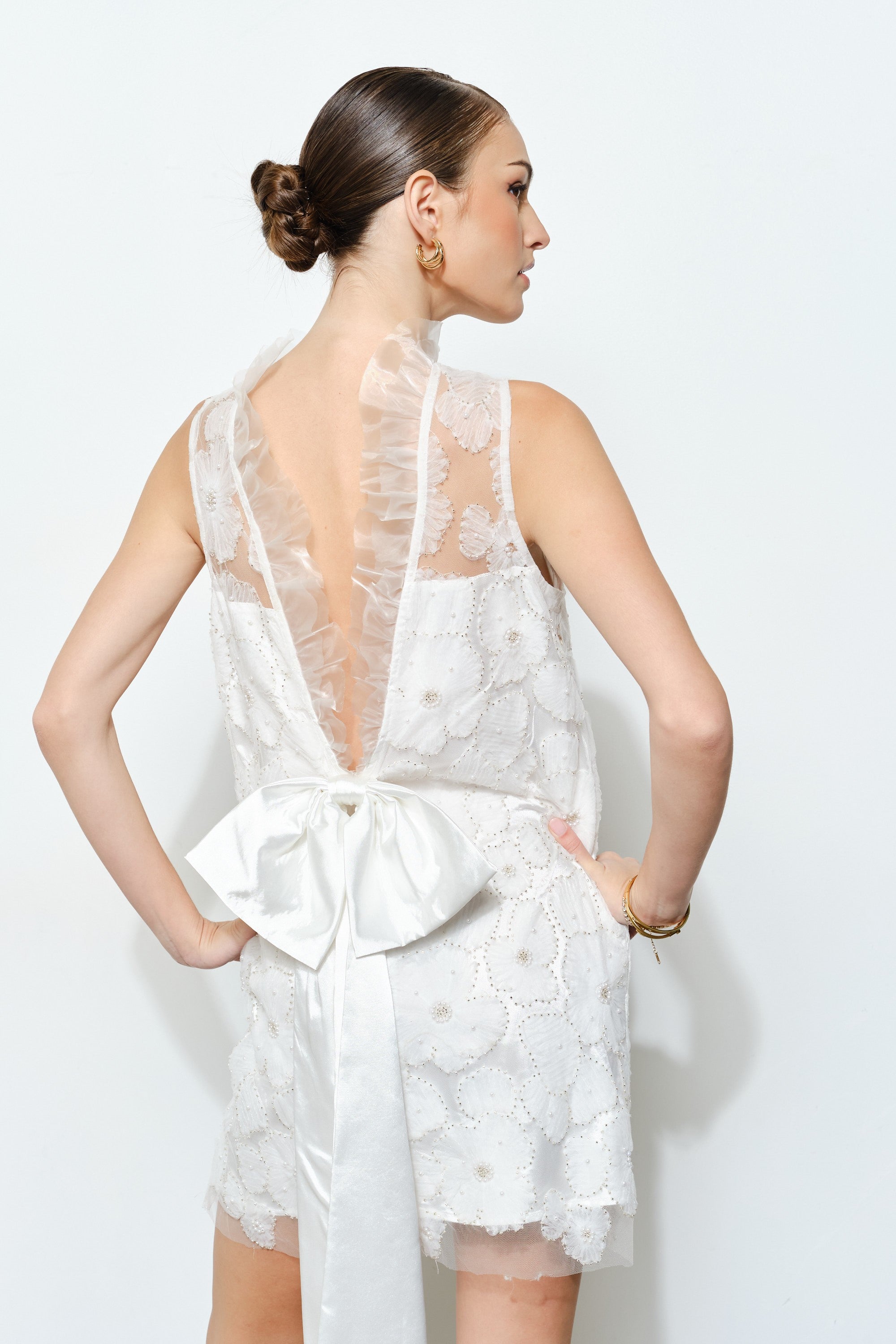 Eloise Chiffon Embellished Mini Dress