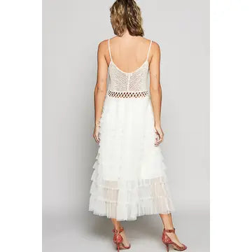 Crochet Ruffle Midi Dress