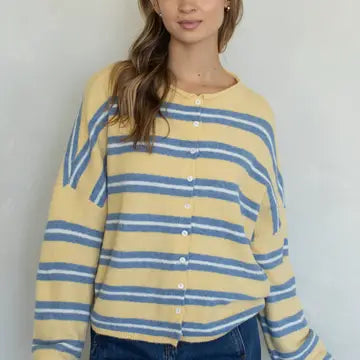 The Stripe Cardigan (Yellow/Blue/Cream)