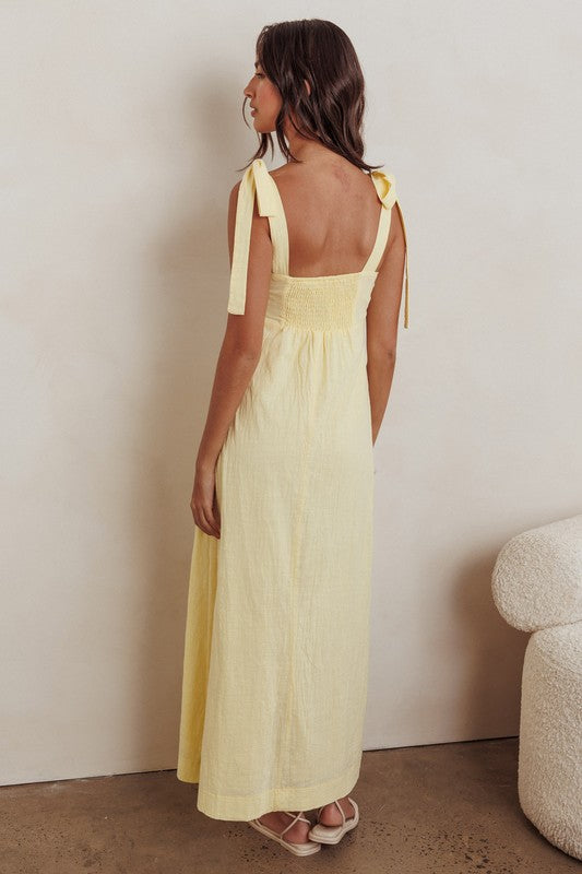 Daisy Bloom Midi Dress (Yellow)