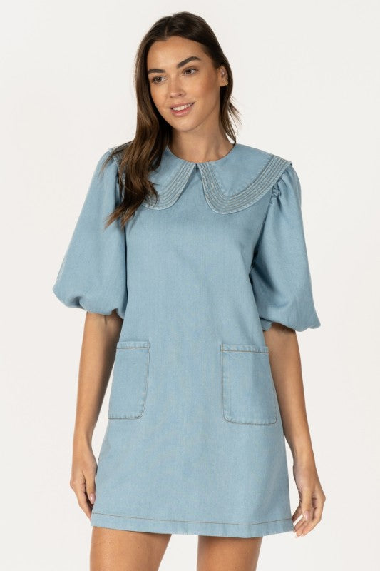 Denim Collar Mini Dress