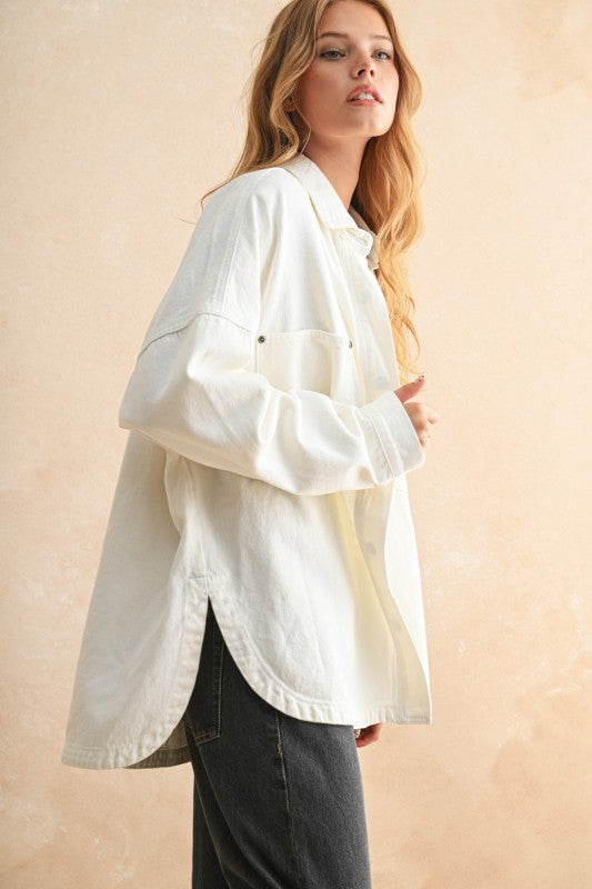 White Denim Shacket