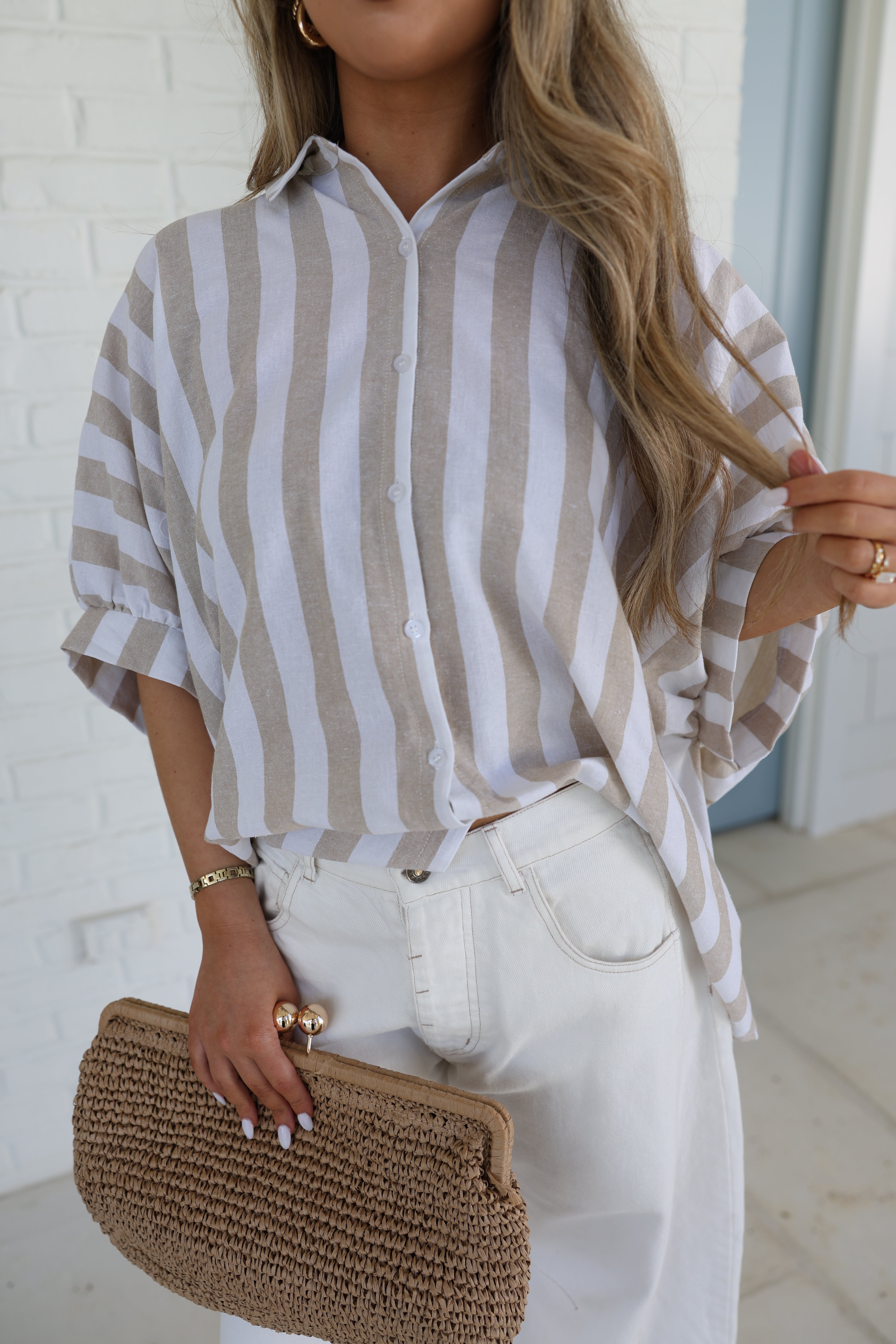 The Effortless Stripe Shirt (Taupe)