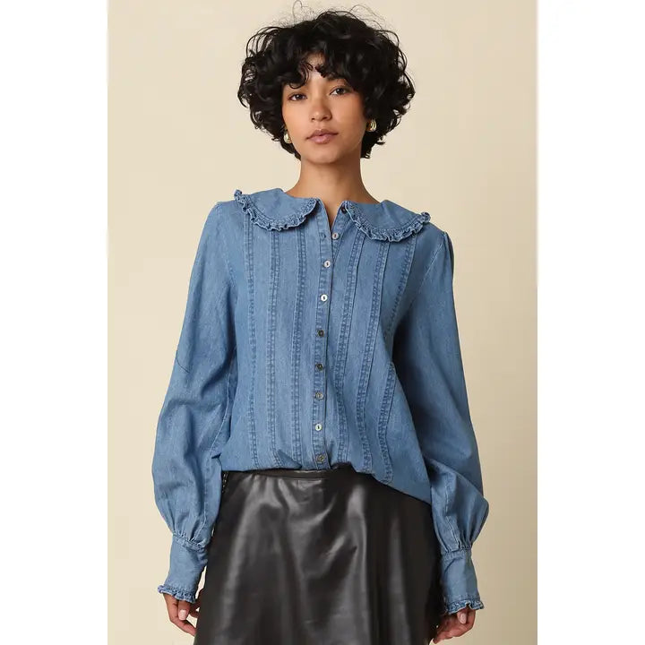 Collar Me Cute Denim Top