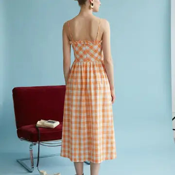 The Tangerine Gingham Midi