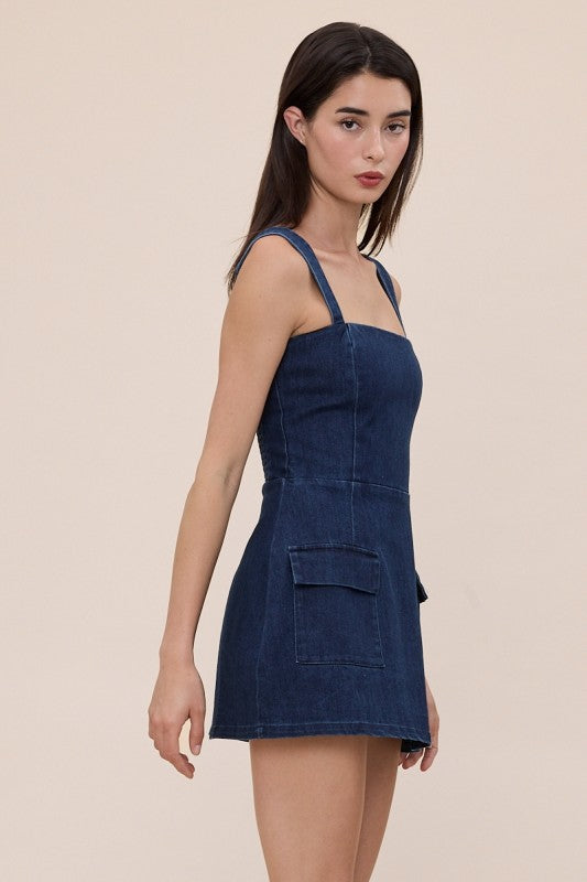Denim Mini Dress (Dark Wash)