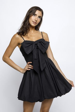 Mini Black Bow Detail Dress