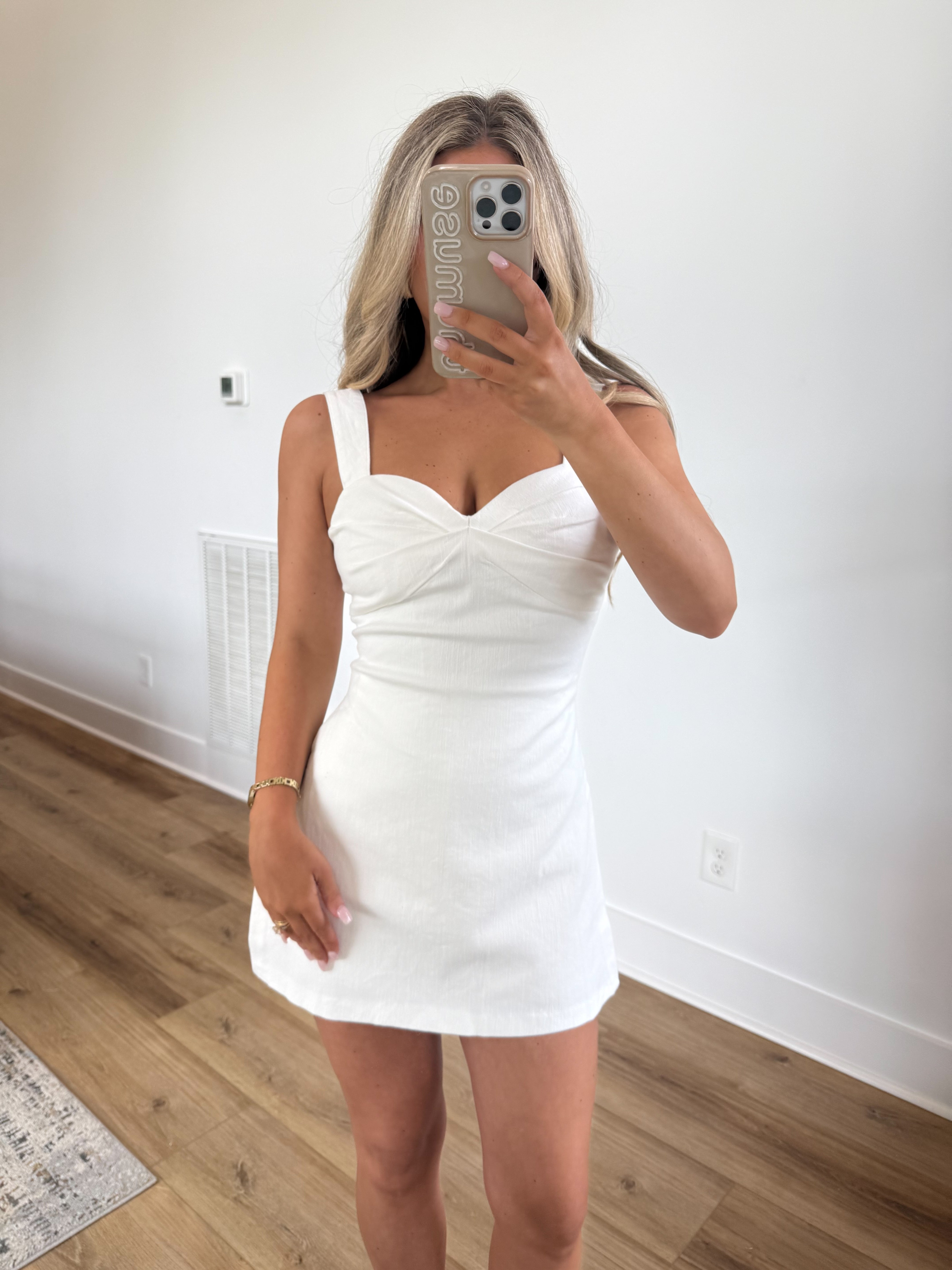 White Denim Twist Mini Dress