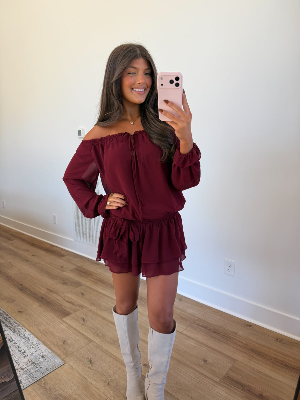 Wine Ruffle Romper