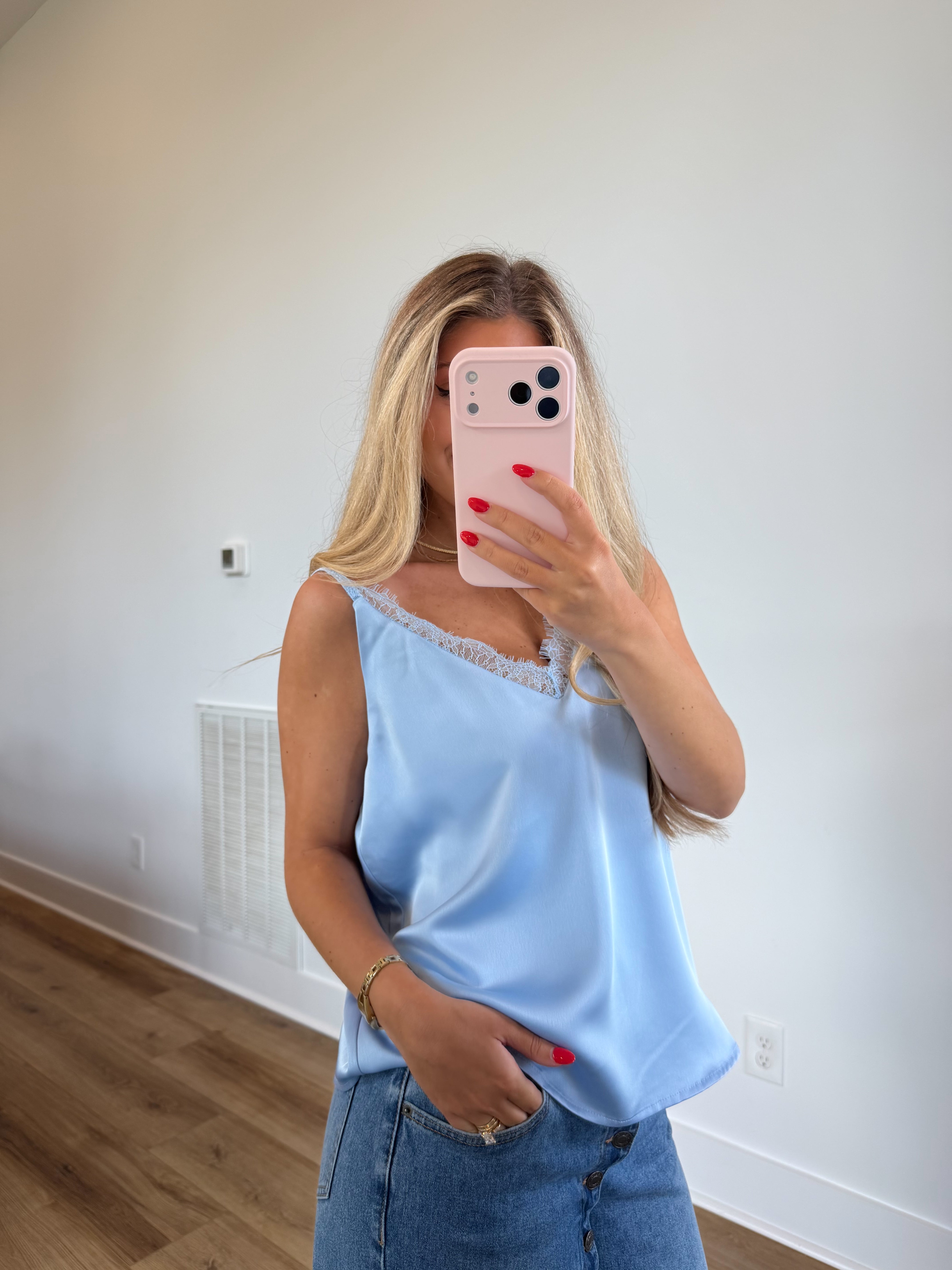 Skies Are Blue Satin Tank