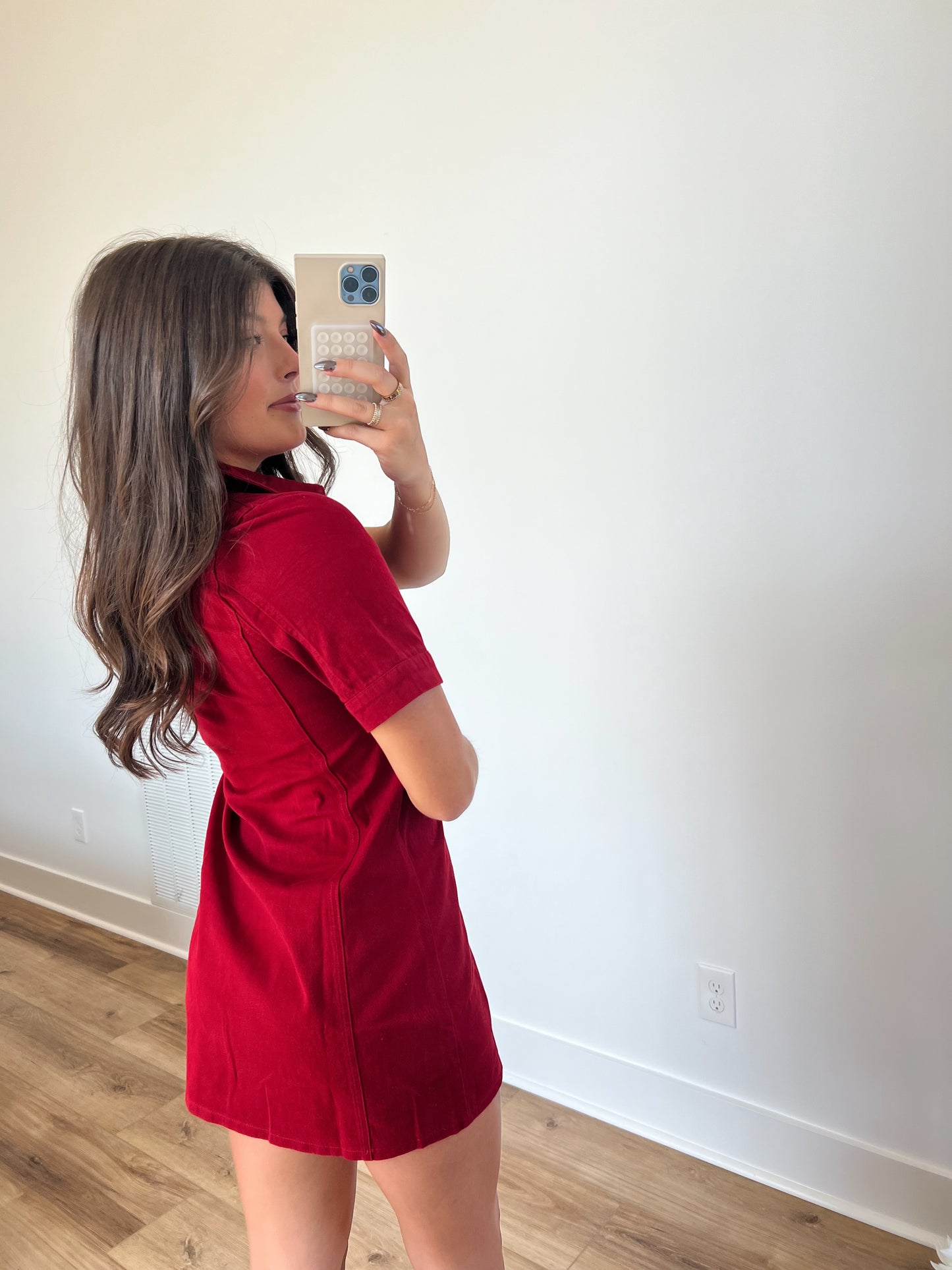 Crimson Denim Dress