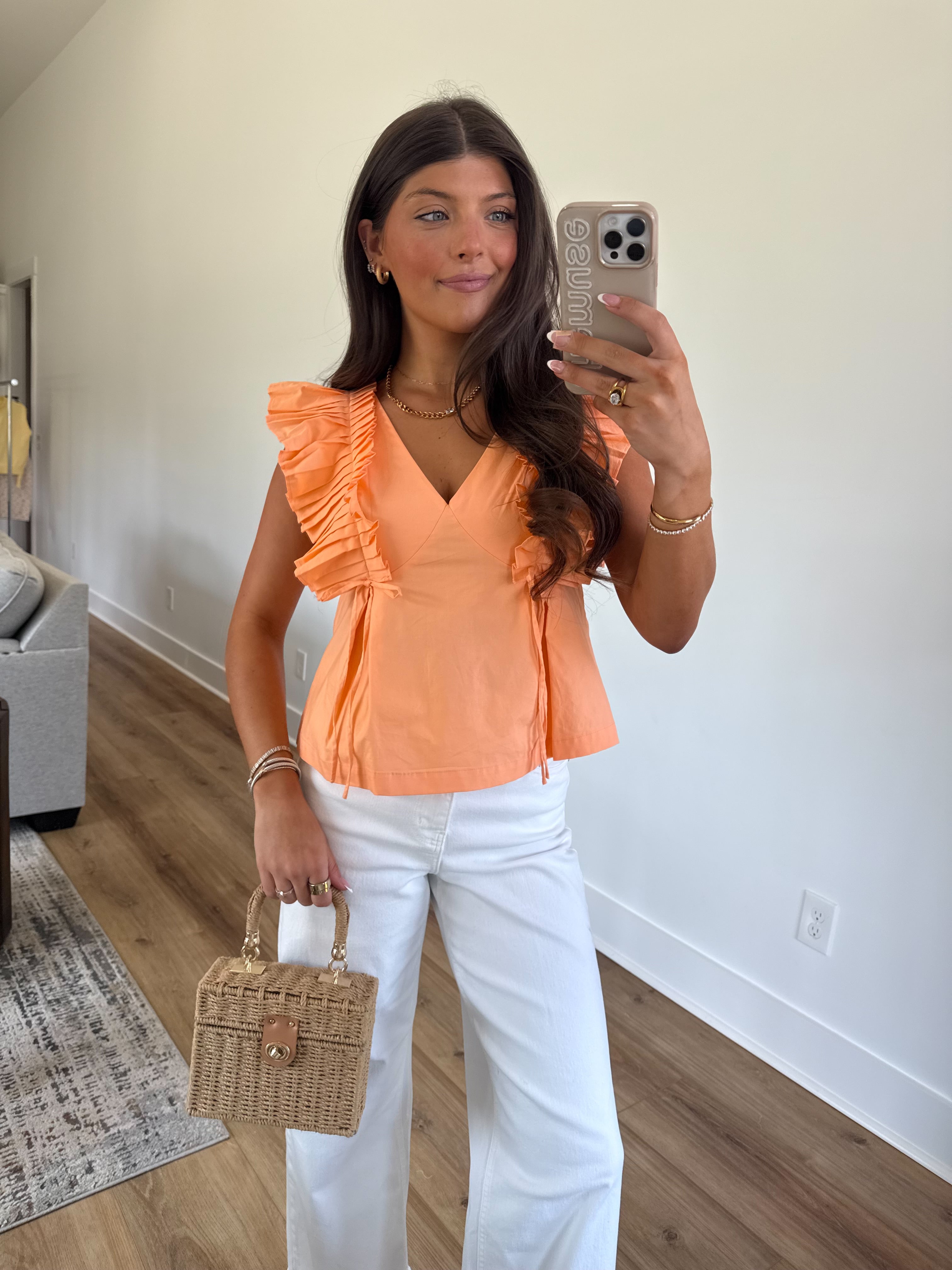 Tangerine Ruffle Top
