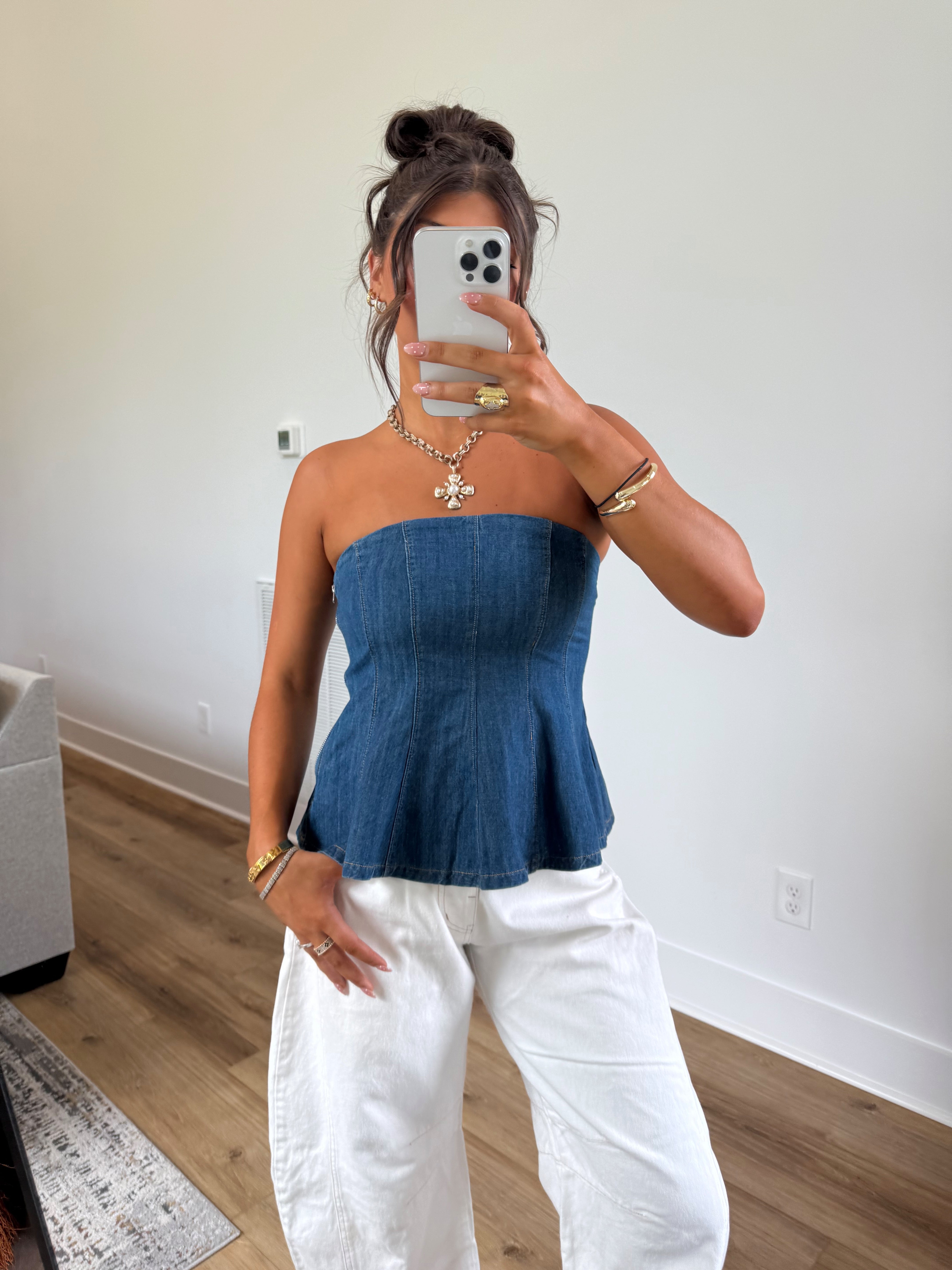 Denim Flare Tube Top