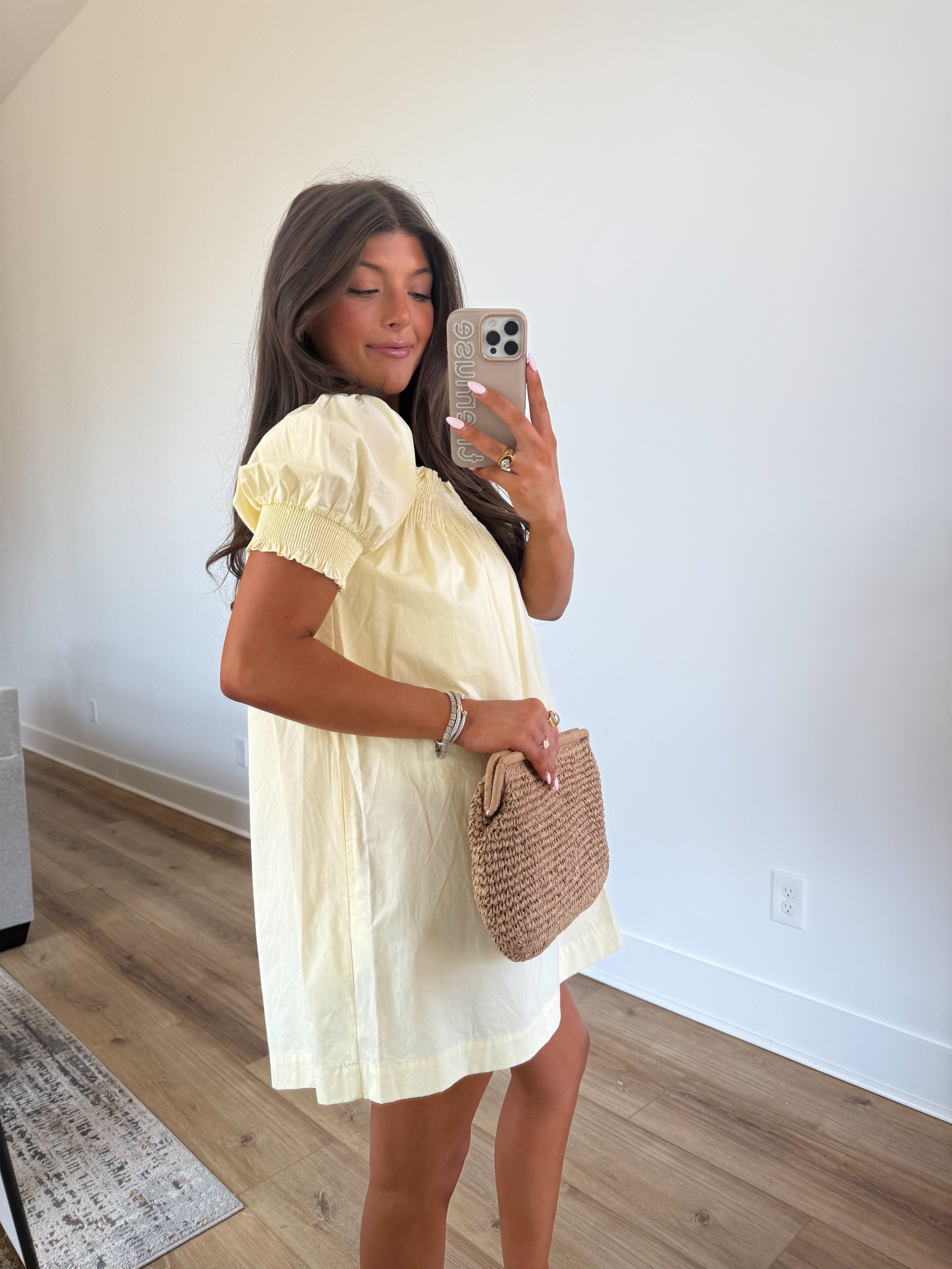 Yellow Smocked Babydoll Dress (Restock)