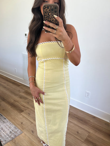 Cassy Yellow Trim Mini Dress